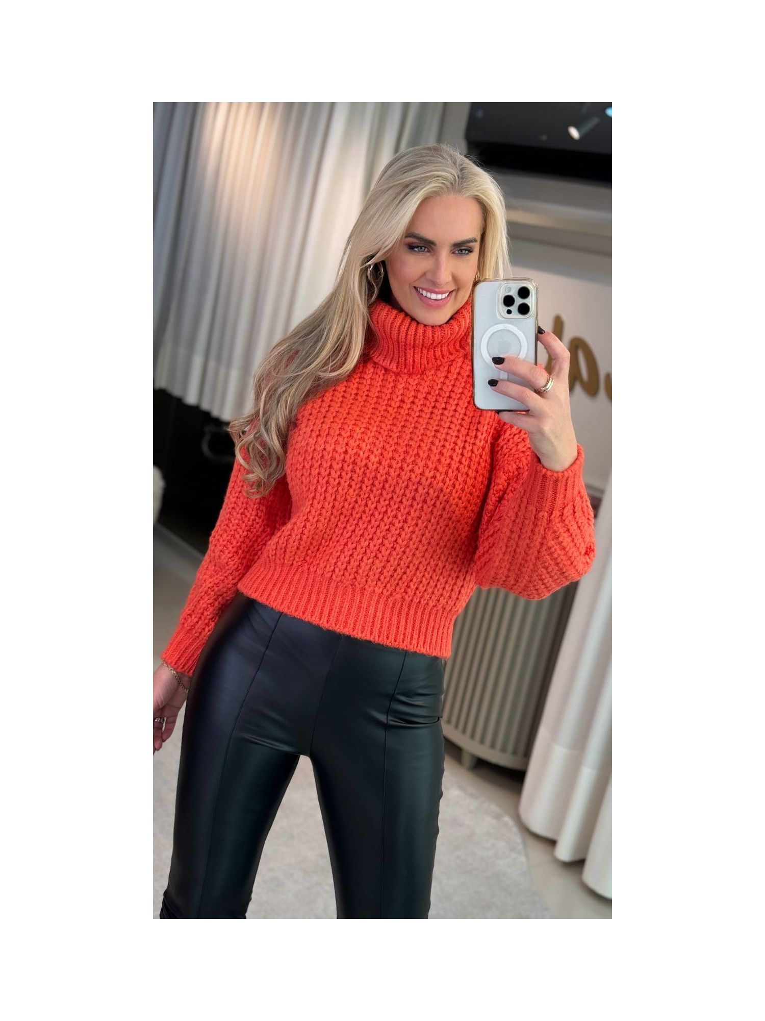 Blusa Biamar Oversized Com Gola Laranja 2207