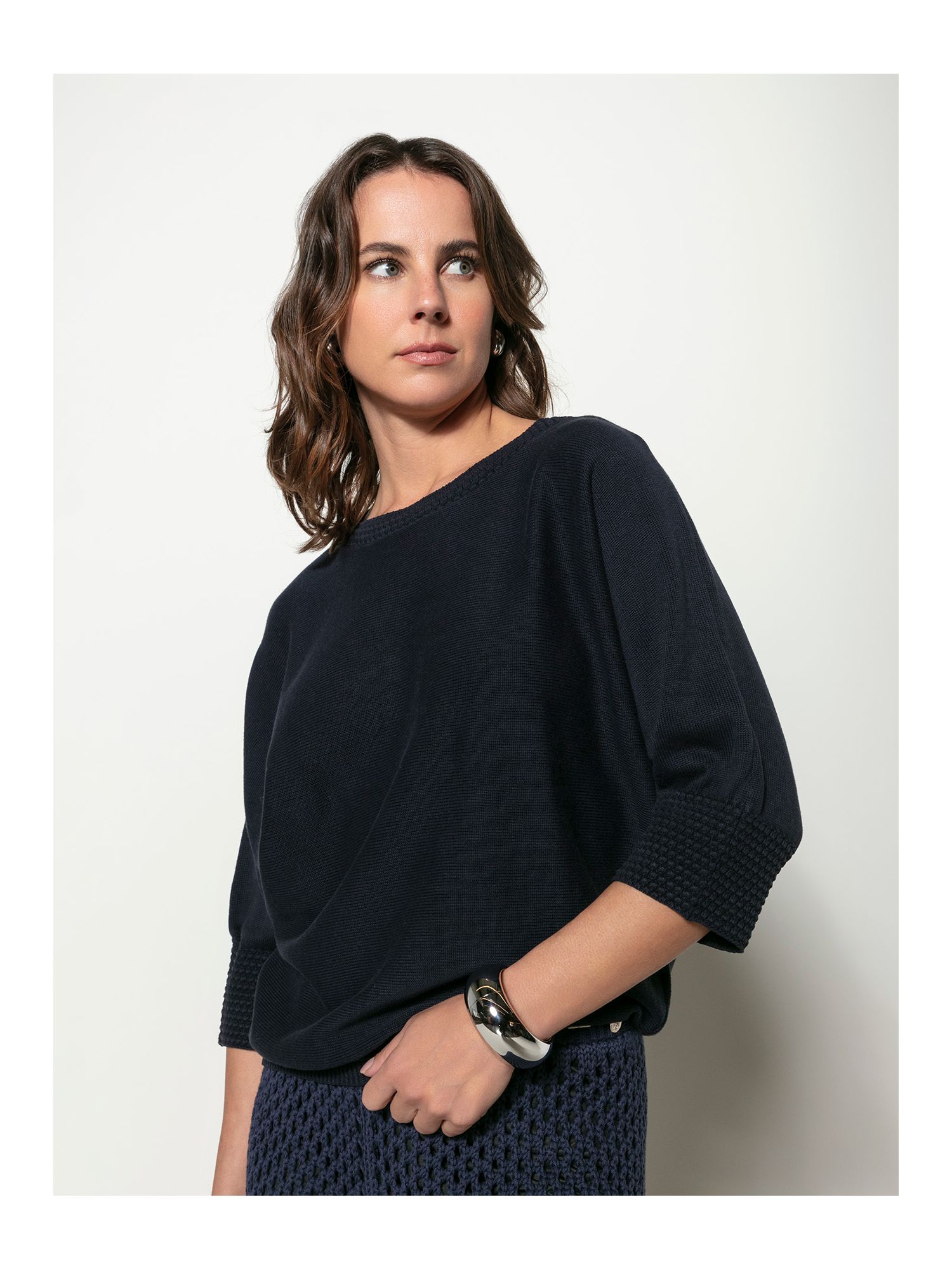 Blusa Biamar Em Ponto Pipoca Marinho 2307 