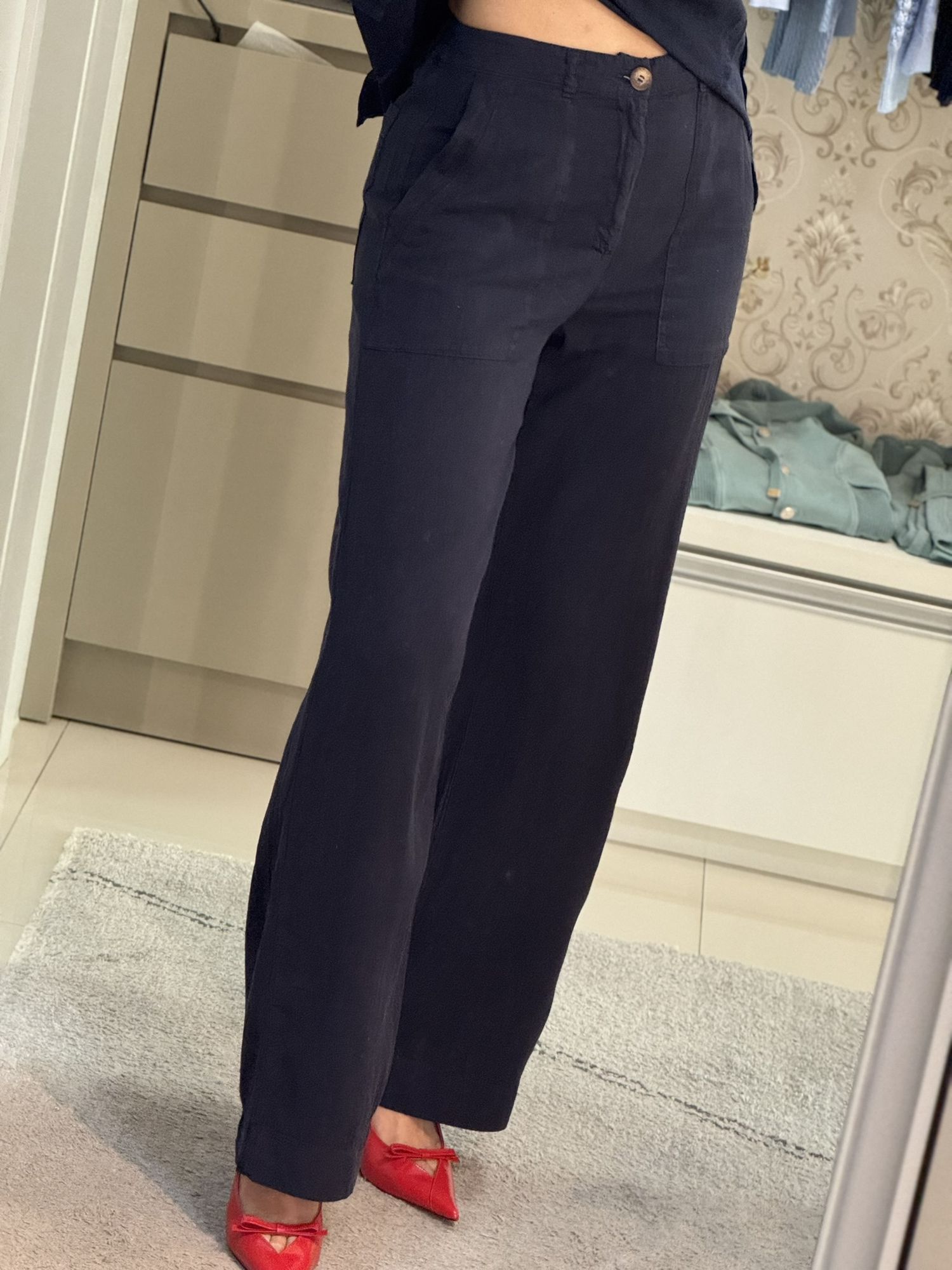 Calça Alfaiataria Com Elástico Azul Marinho 0808