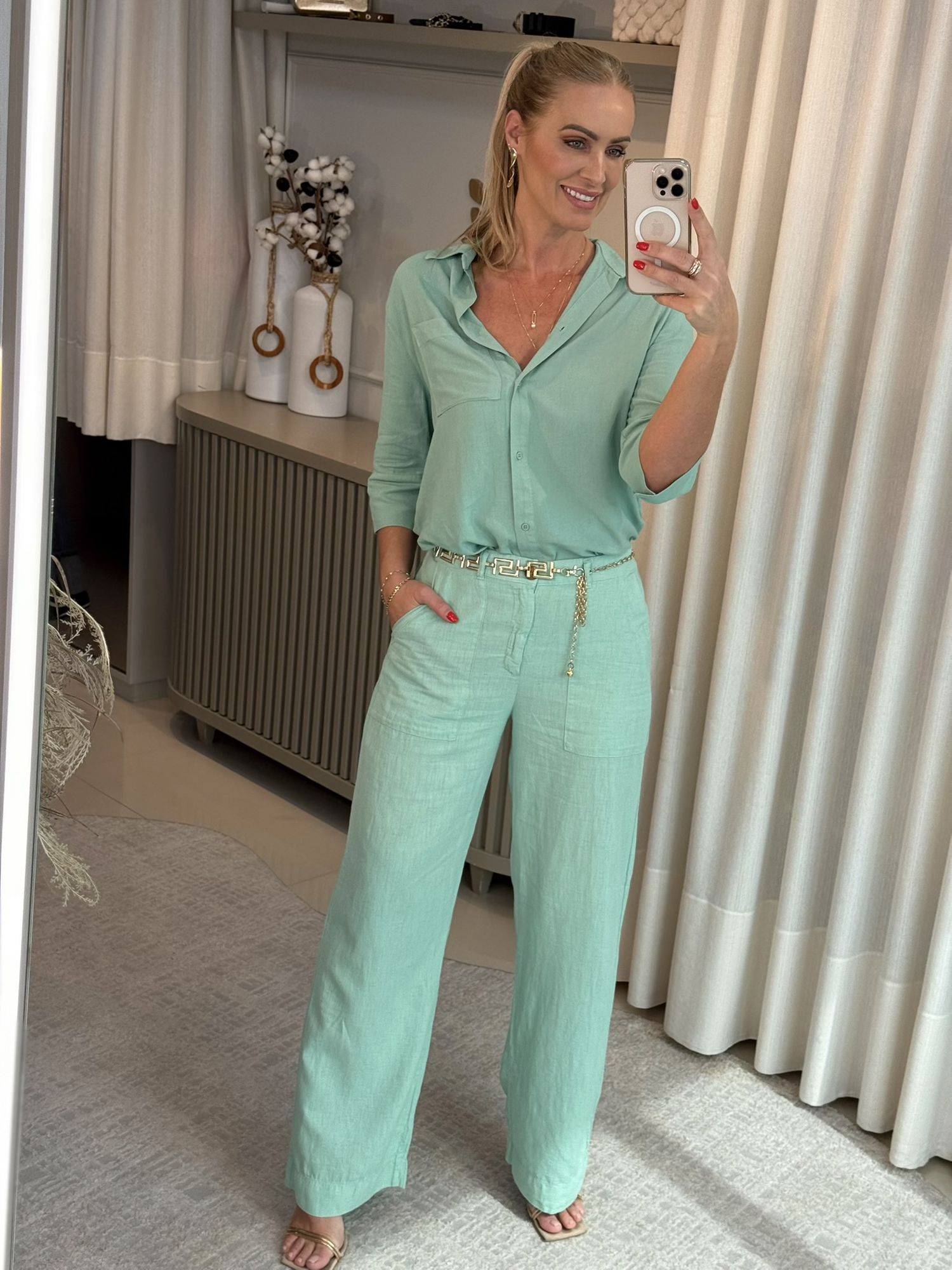 Camisa Ambicione Mangas 3/4 Verde Claro 1908