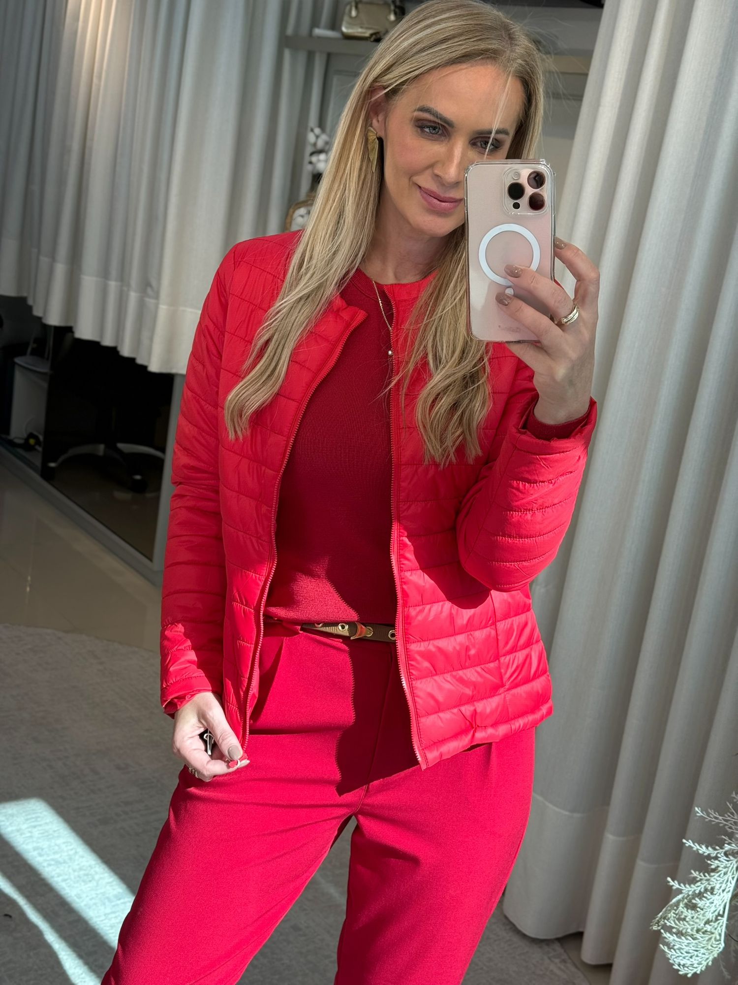 Jaqueta Biamar De Nylon Com Manga De Cava Posta |Vermelho