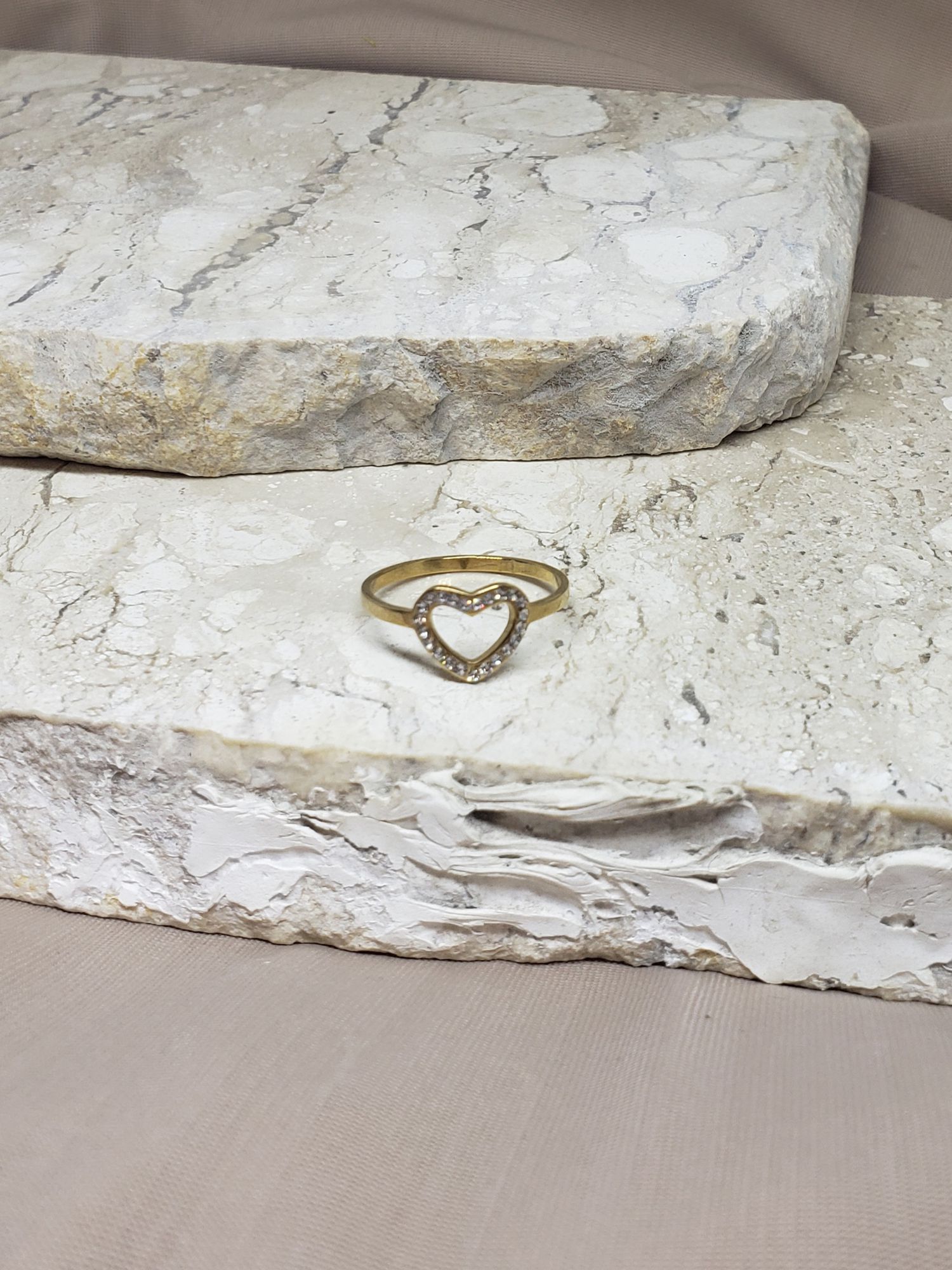 Anel Coração Brilhante Dourado - MISS MODA BIJU