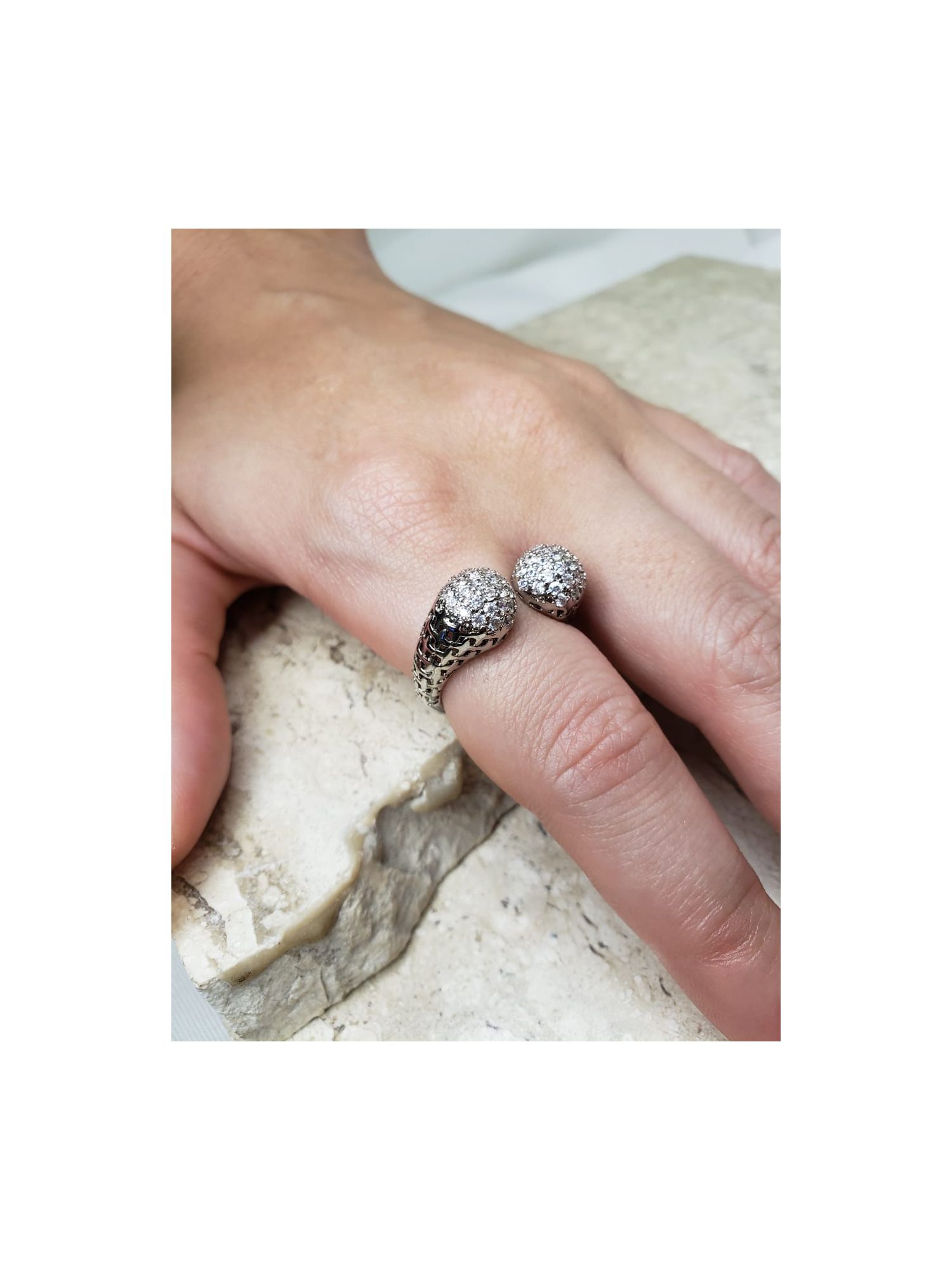 Anel festa regulável prata - MISS MODA BIJU