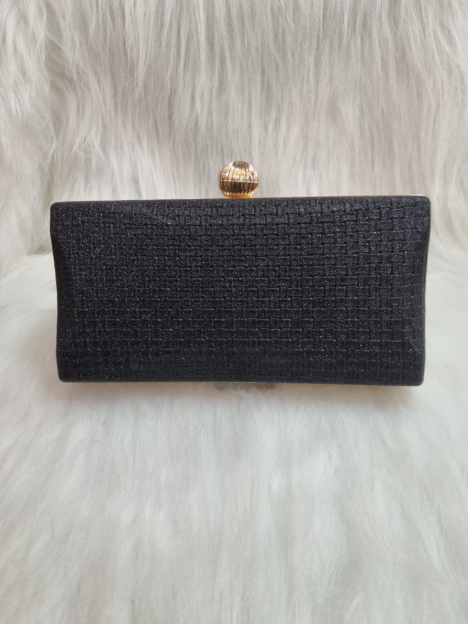 Clutch glitter trançada preta - MISS MODA BIJU