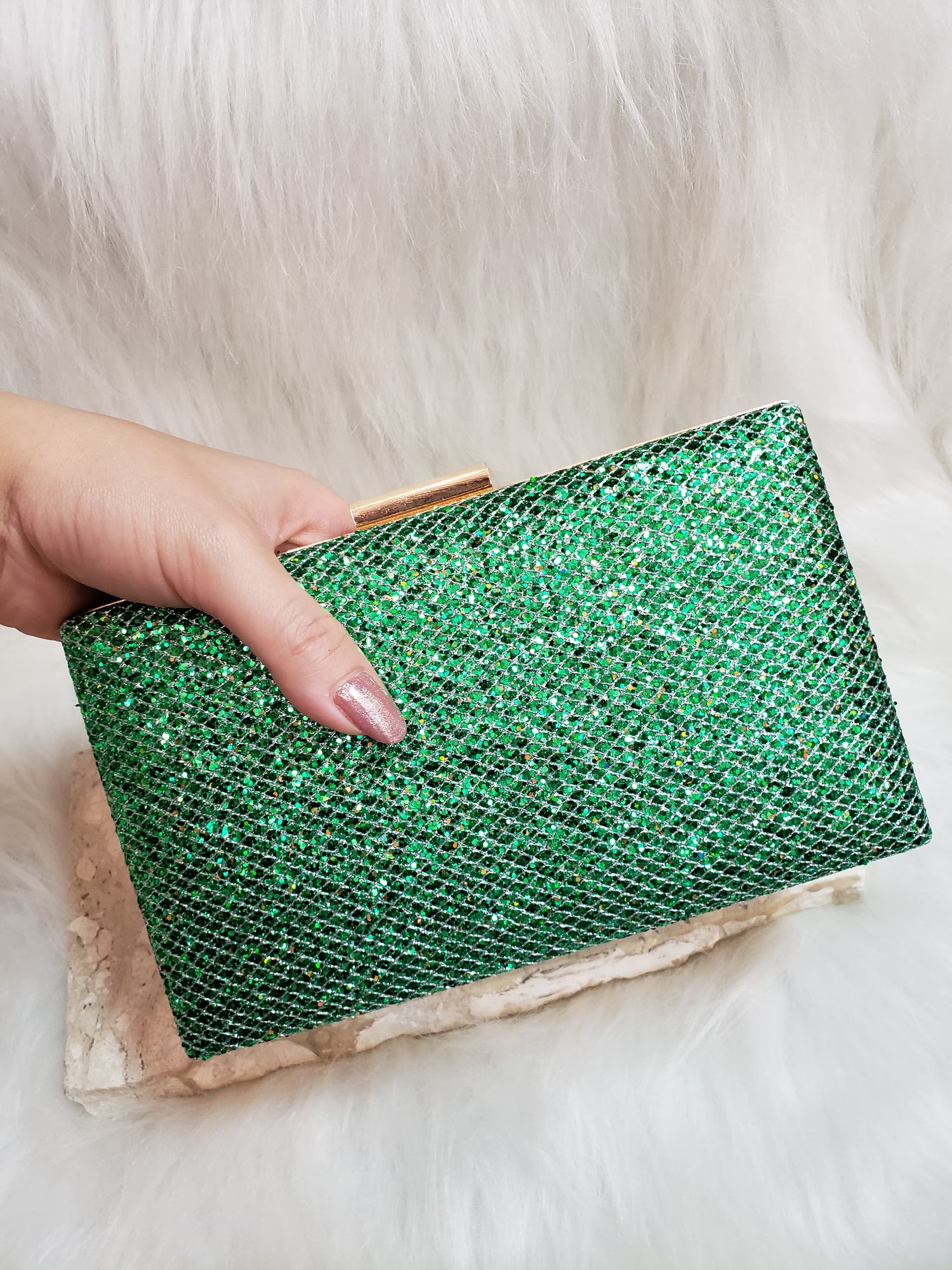 Clutch holográfica verde - MISS MODA BIJU