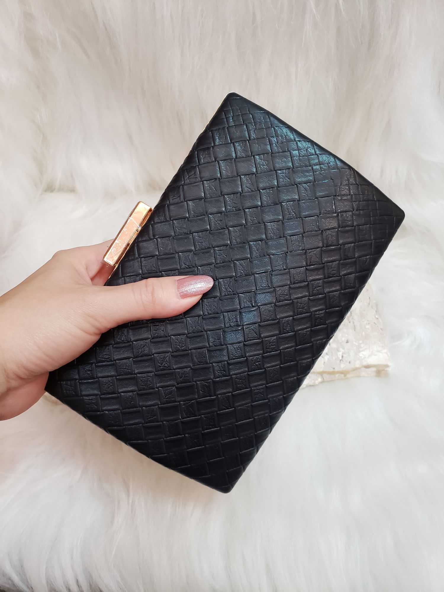 Clutch preta trançada - MISS MODA BIJU