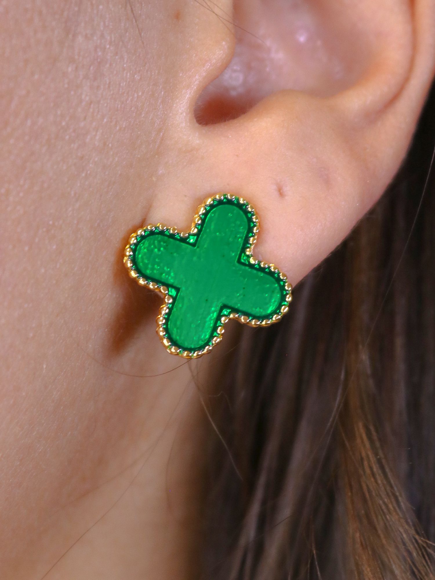 Brinco trevo verde - MISS MODA BIJU