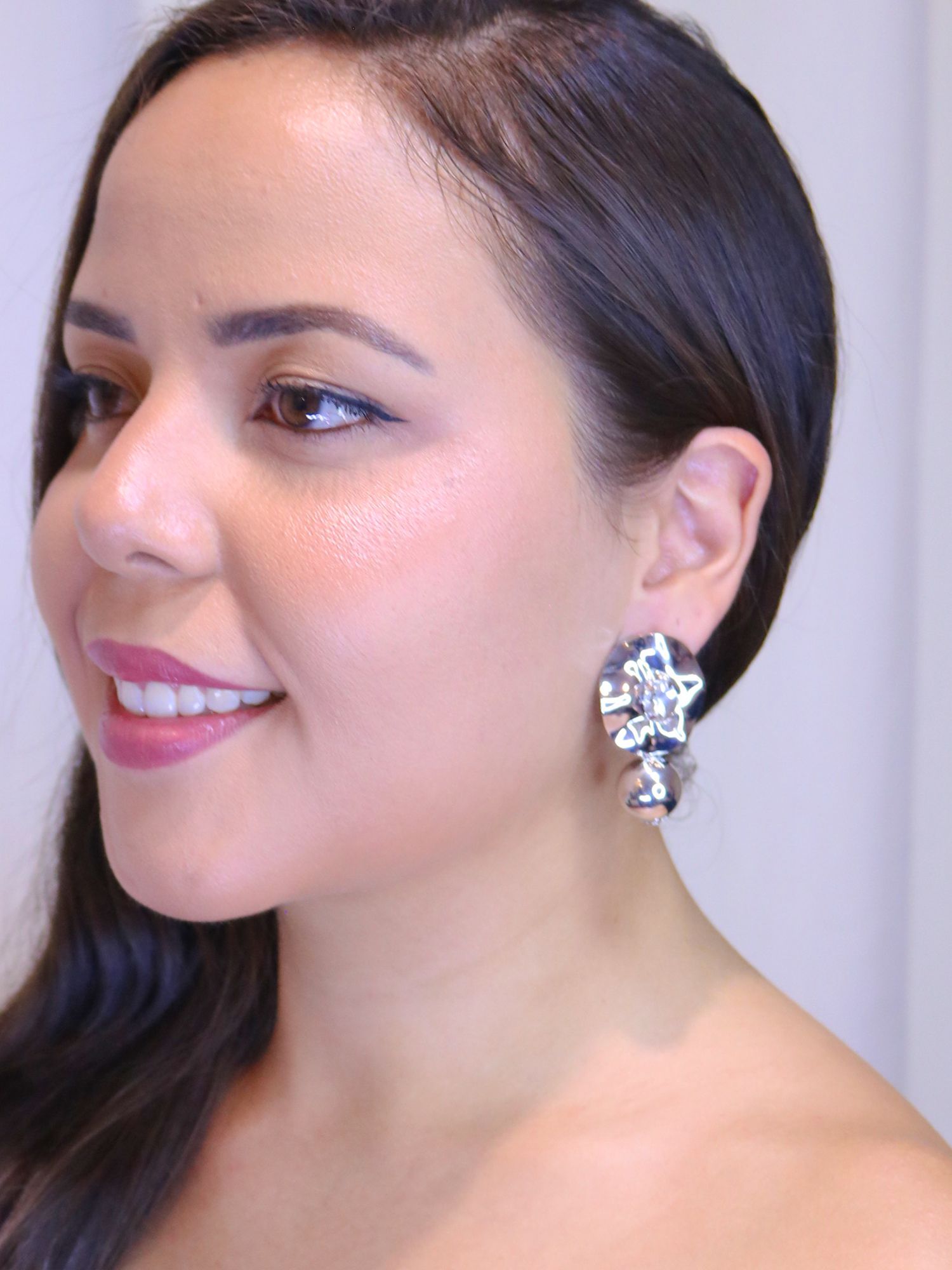 Brinco brilho orgânico bola - MISS MODA BIJU