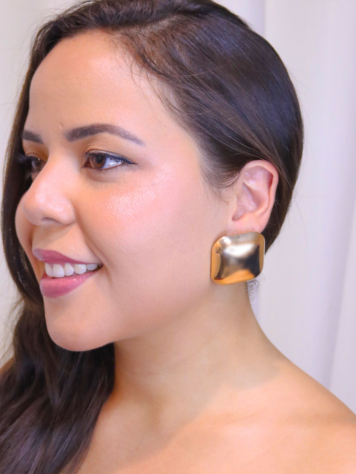 Brinco maxi quadrado - MISS MODA BIJU