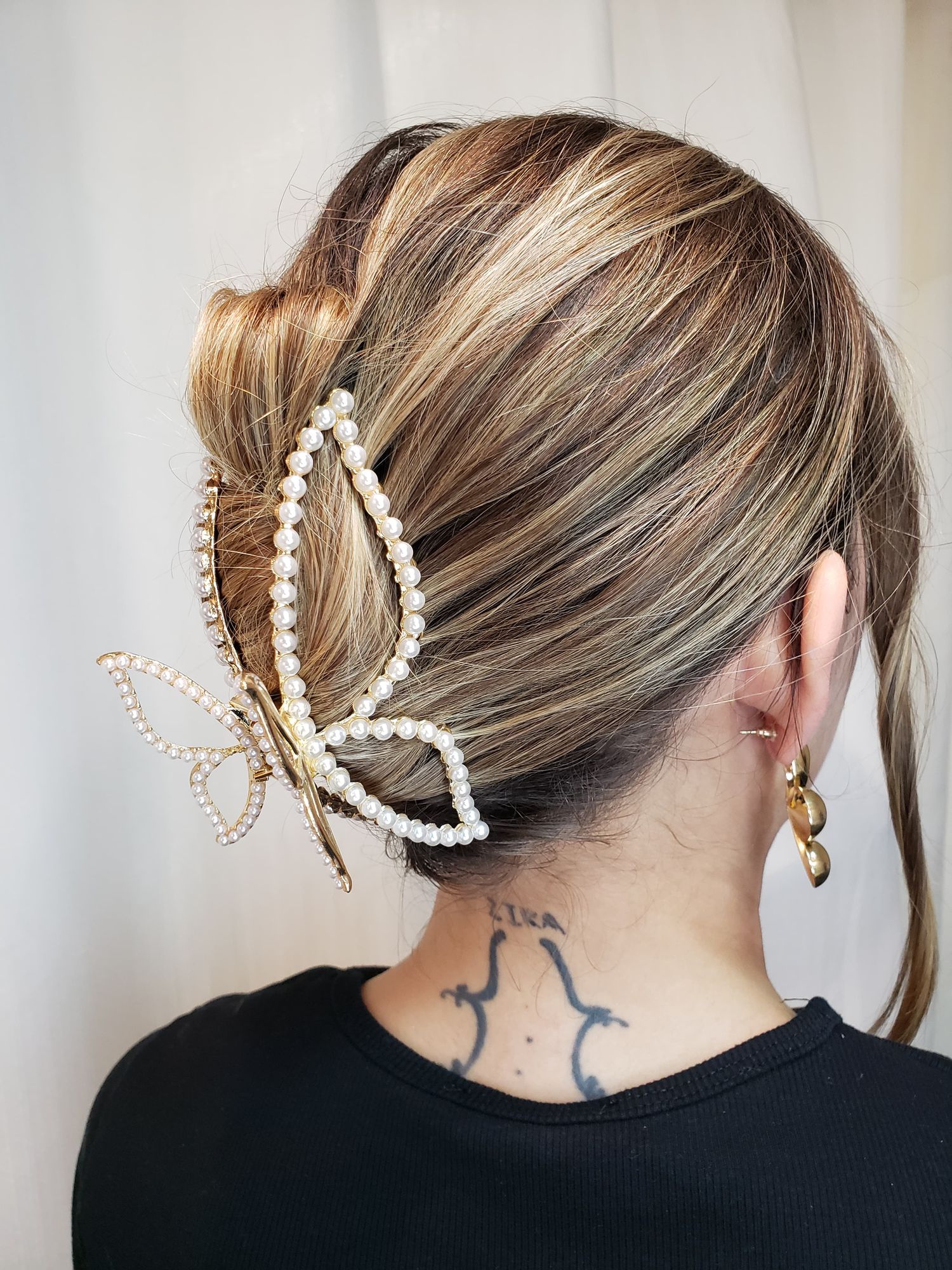 Presilha piranha borboleta pérolas - MISS MODA BIJU