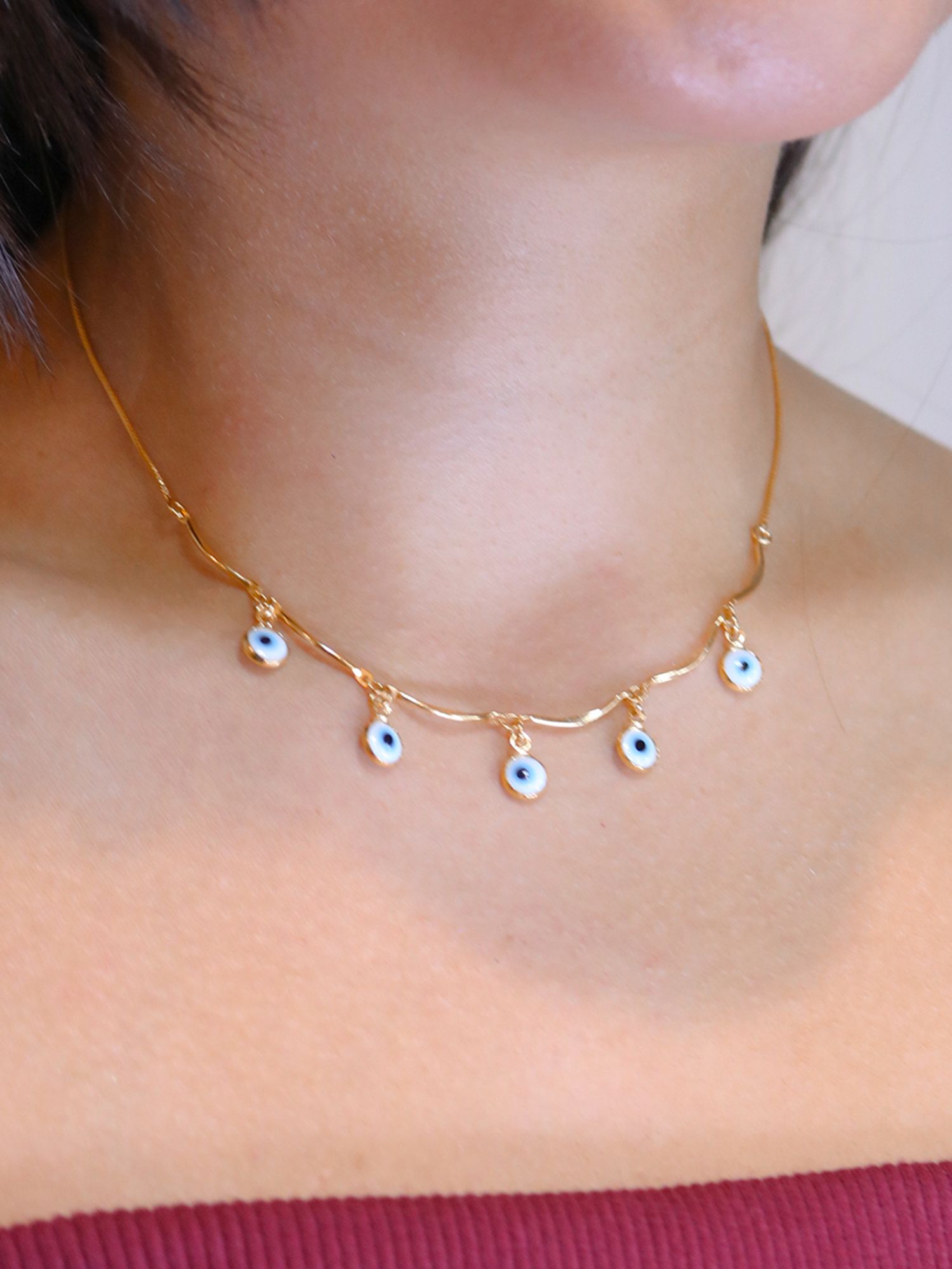 Colar Mini Olho Grego Azul Claro - MISS MODA BIJU