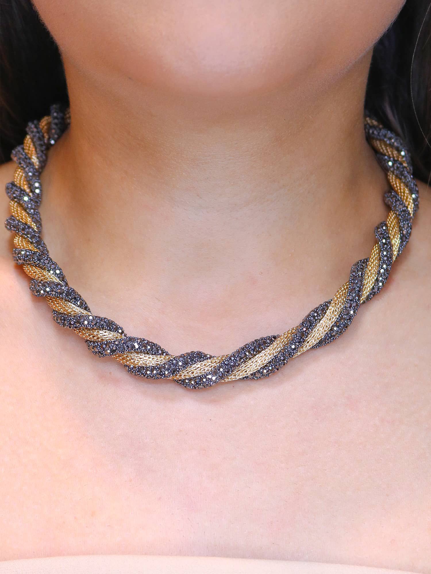 Colar torcido brilhante - MISS MODA BIJU