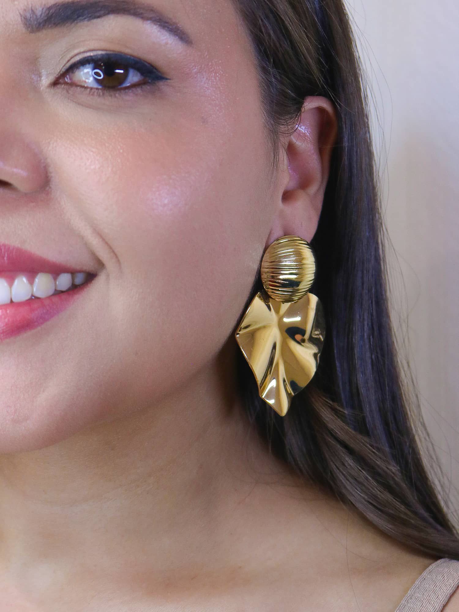 Brinco Coração Orgânico - MISS MODA BIJU