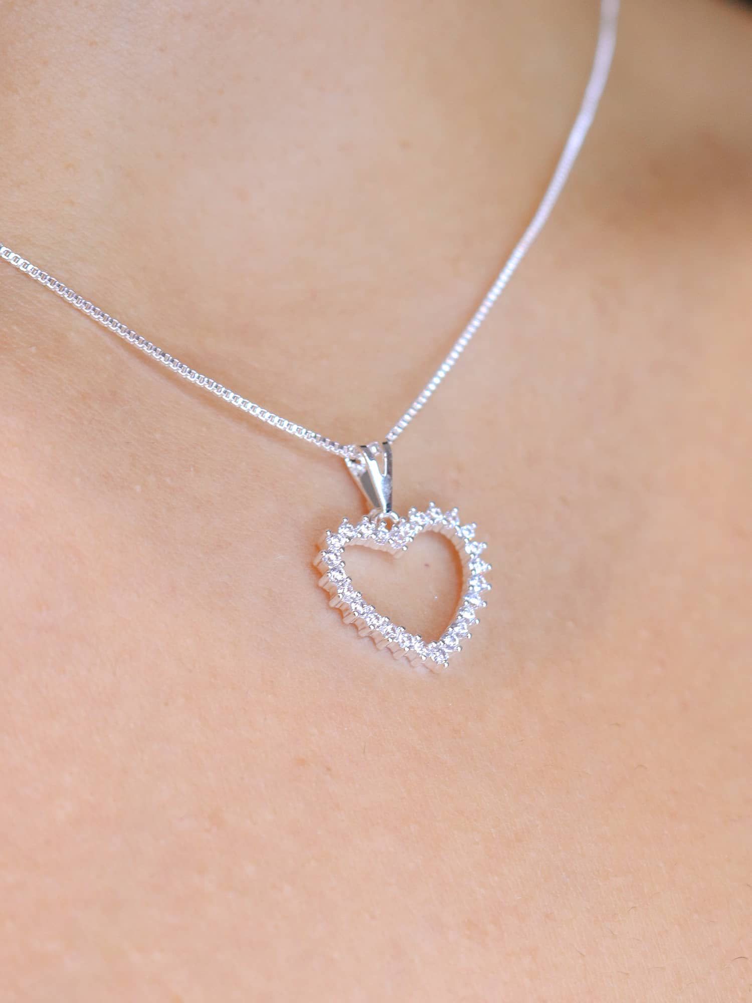 Colar Coração cravejado - MISS MODA BIJU