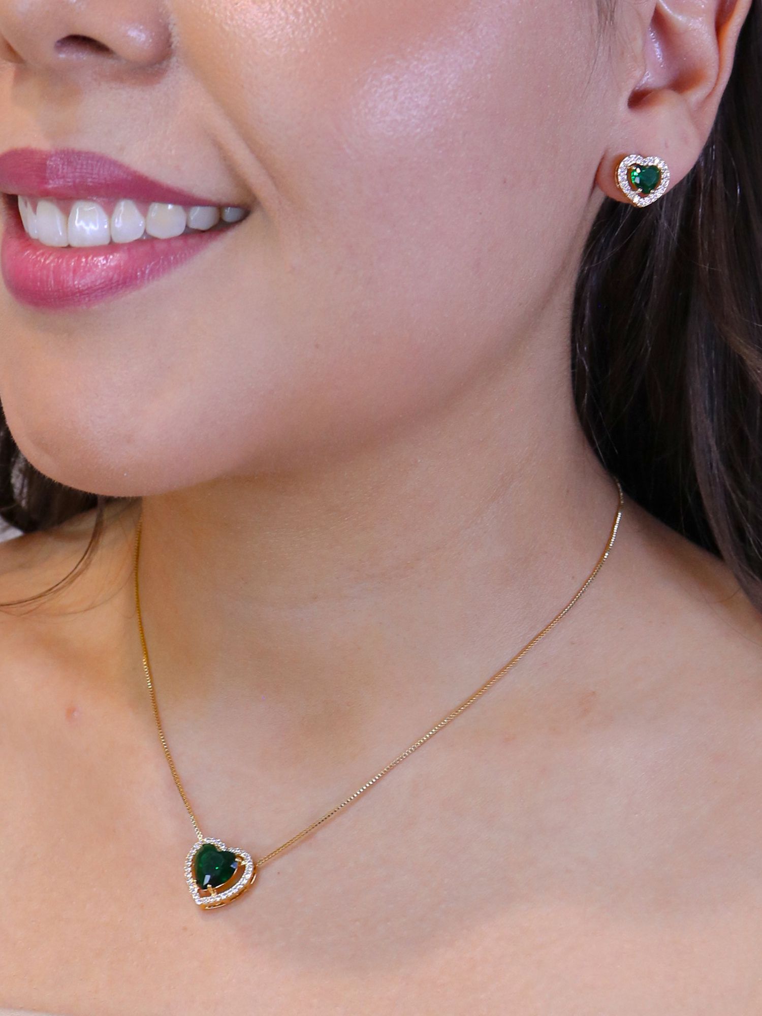 Conjunto festa coração verde - MISS MODA BIJU