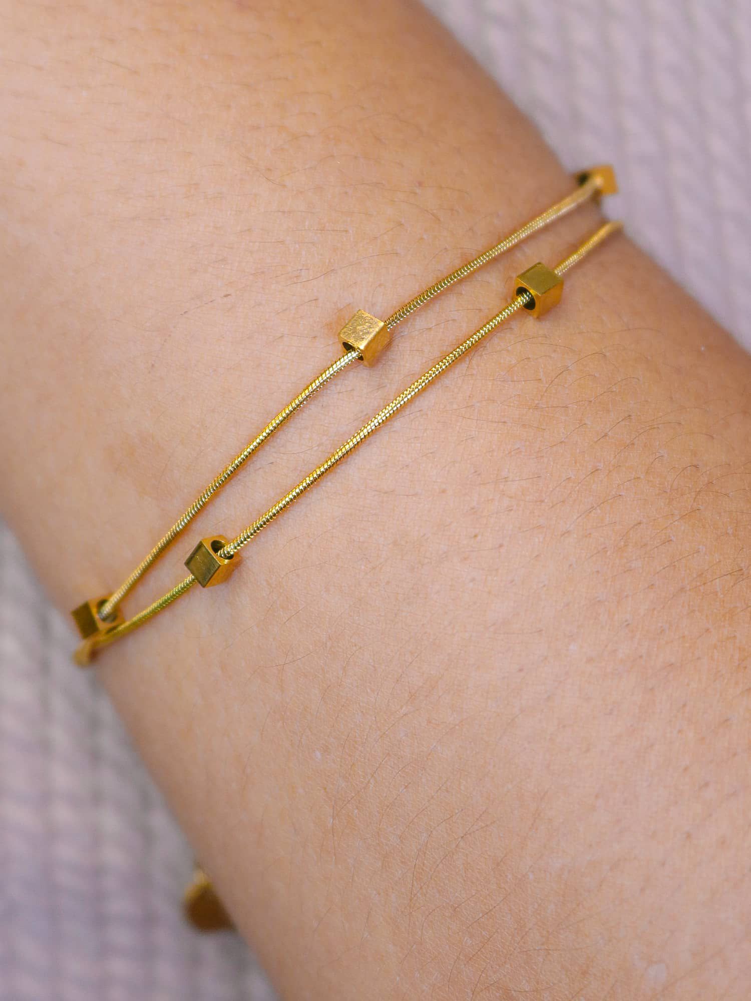 Pulseira dupla cubos de aço - MISS MODA BIJU