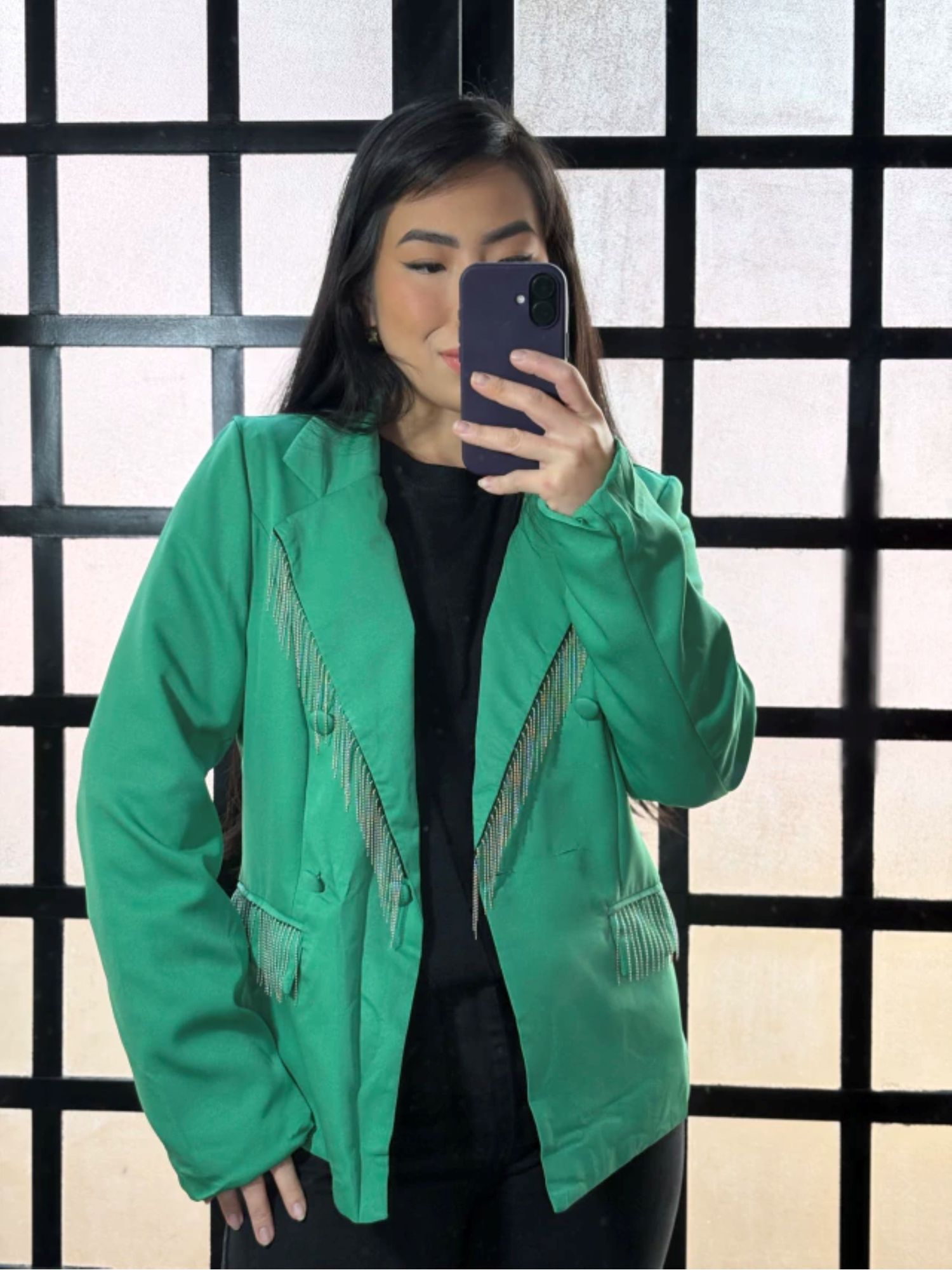 Blazer alfaiataria com franja 85086 - Verde 