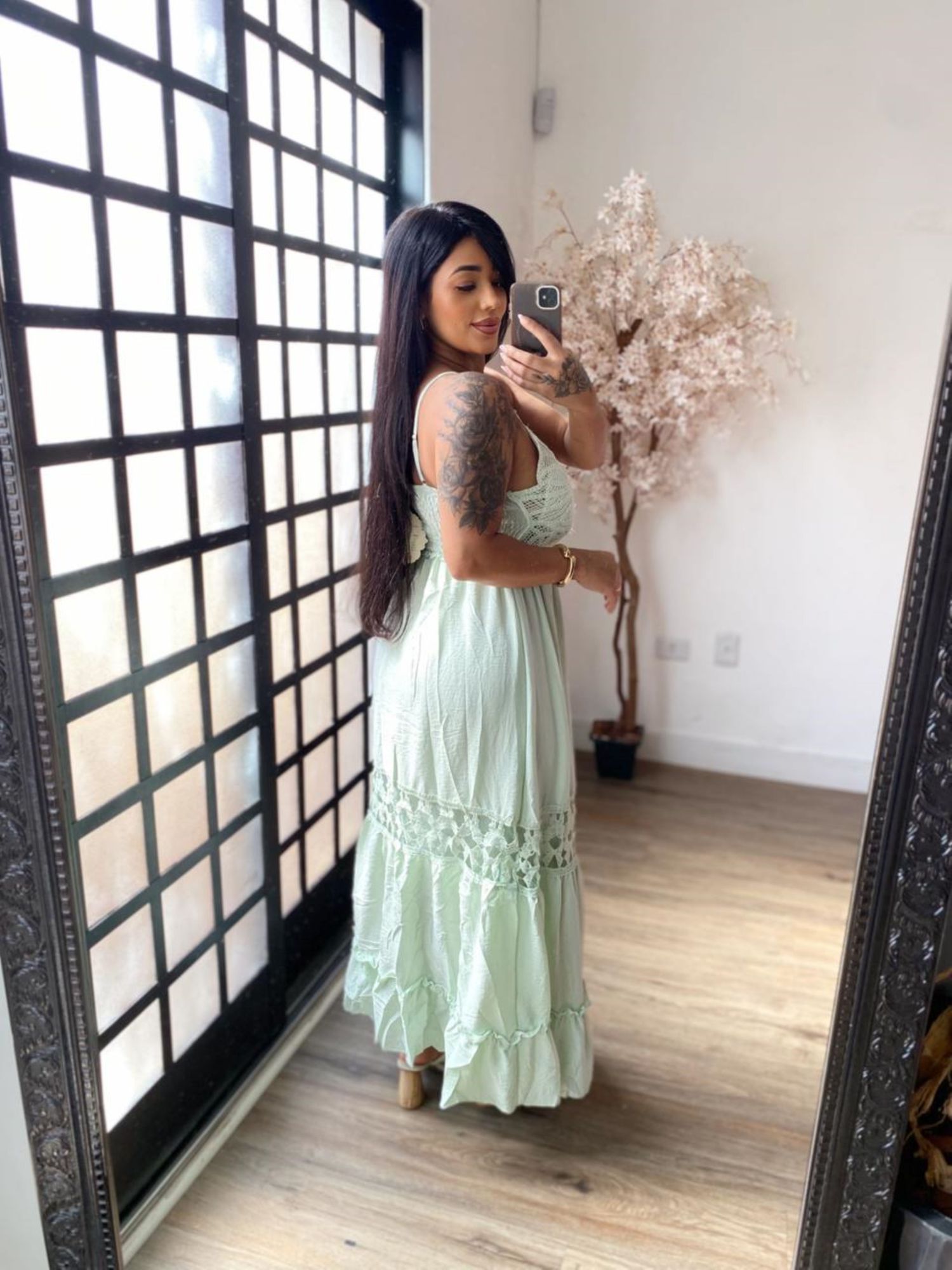 Vestido Rendado Natielle 5177 - Verde Claro C034