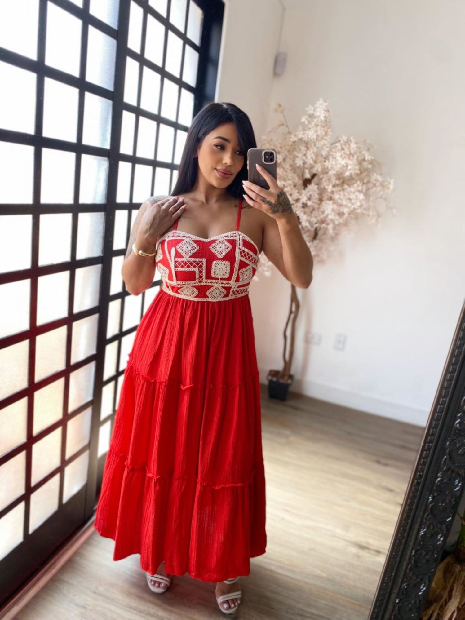 Vestido Bordado Ilana A5172 - Vermelho C045