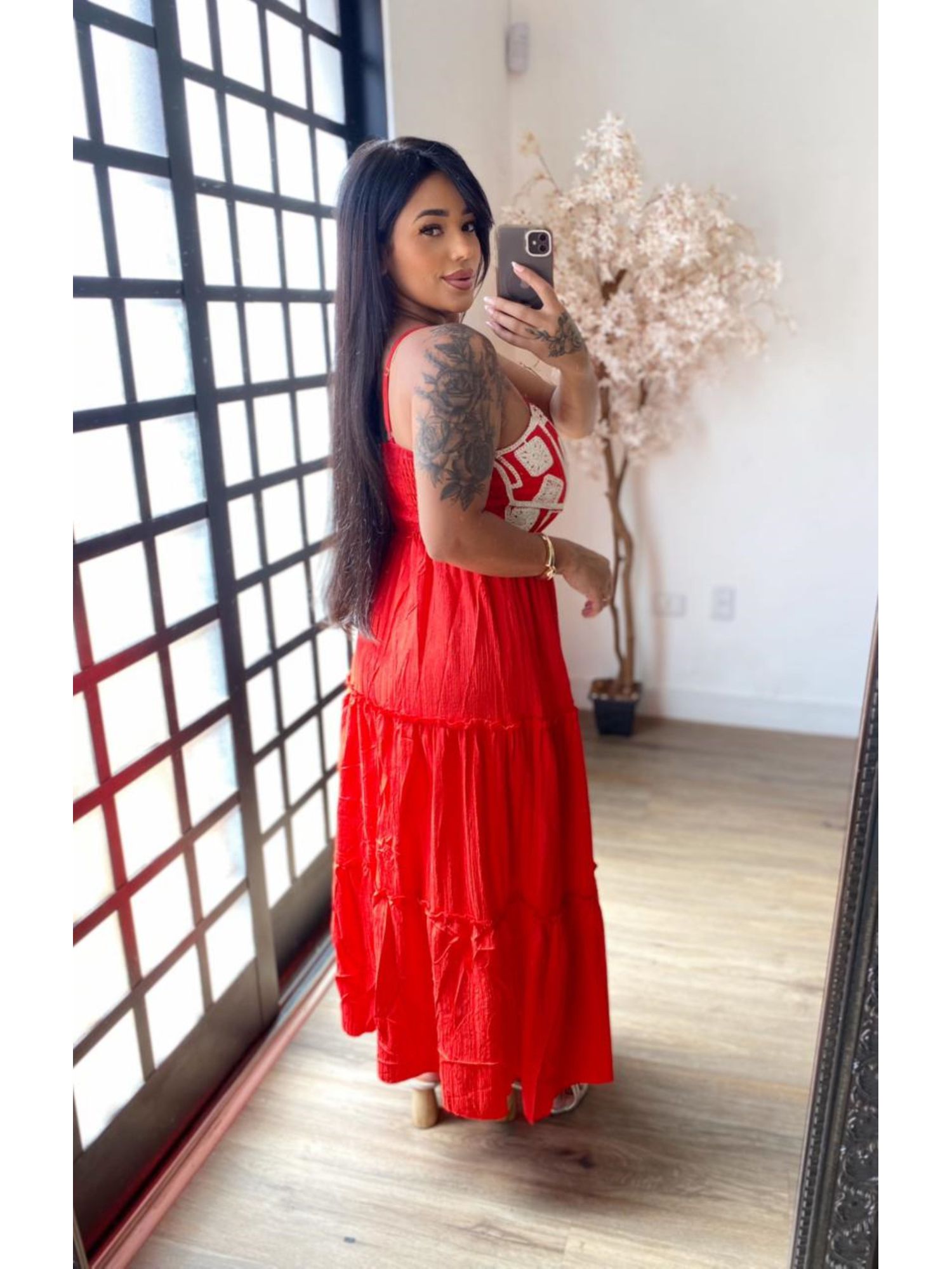 Vestido Bordado Ilana A5172 - Vermelho C045