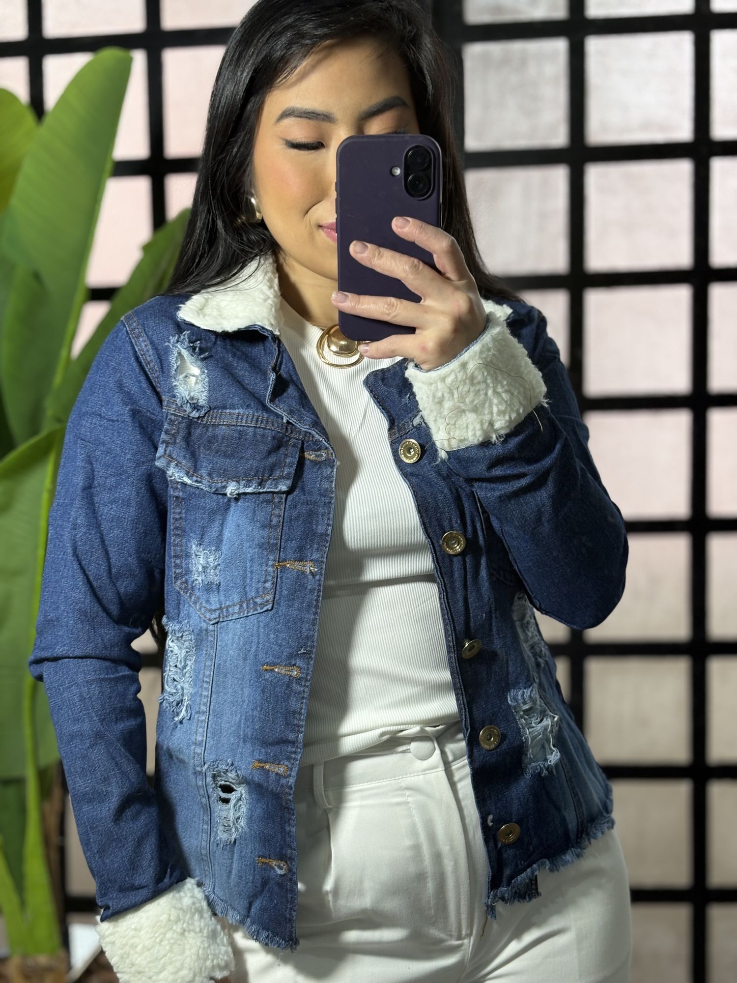 Jaqueta Jeans pelinho Jussara 