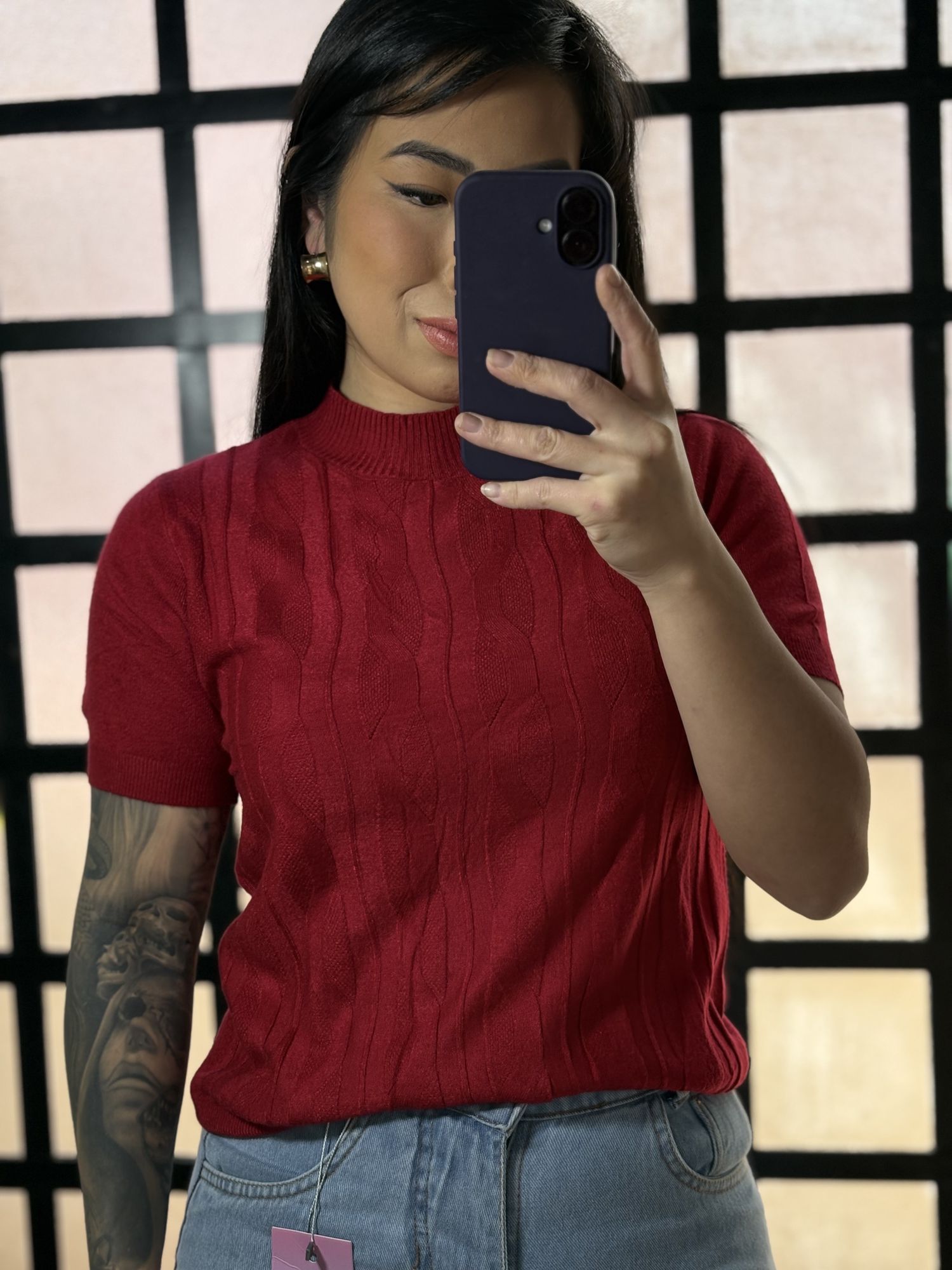 Blusa Trico trança 237- Vermelha 