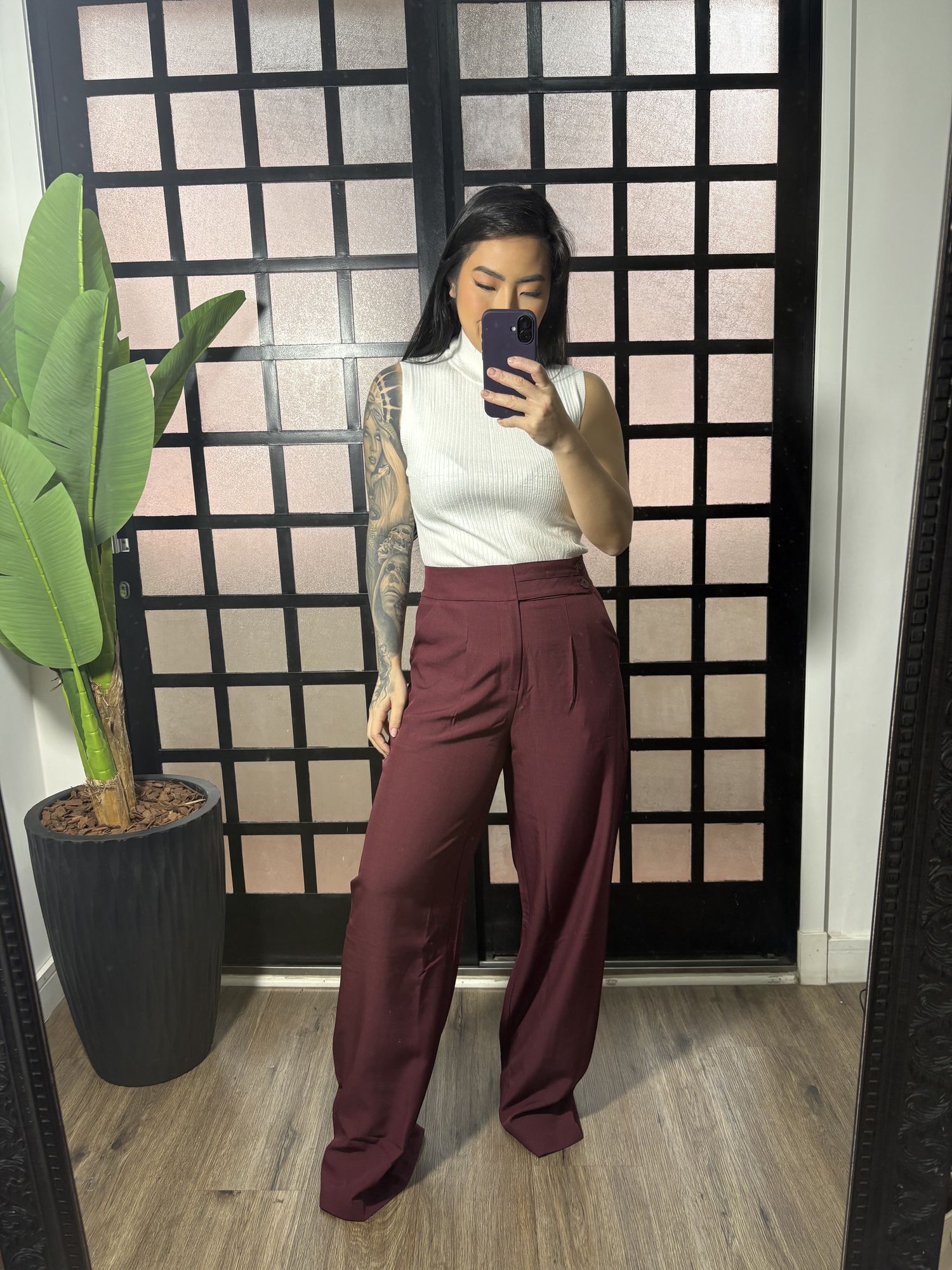 Calça pantalona alfaiataria Deise 1696- Vinho