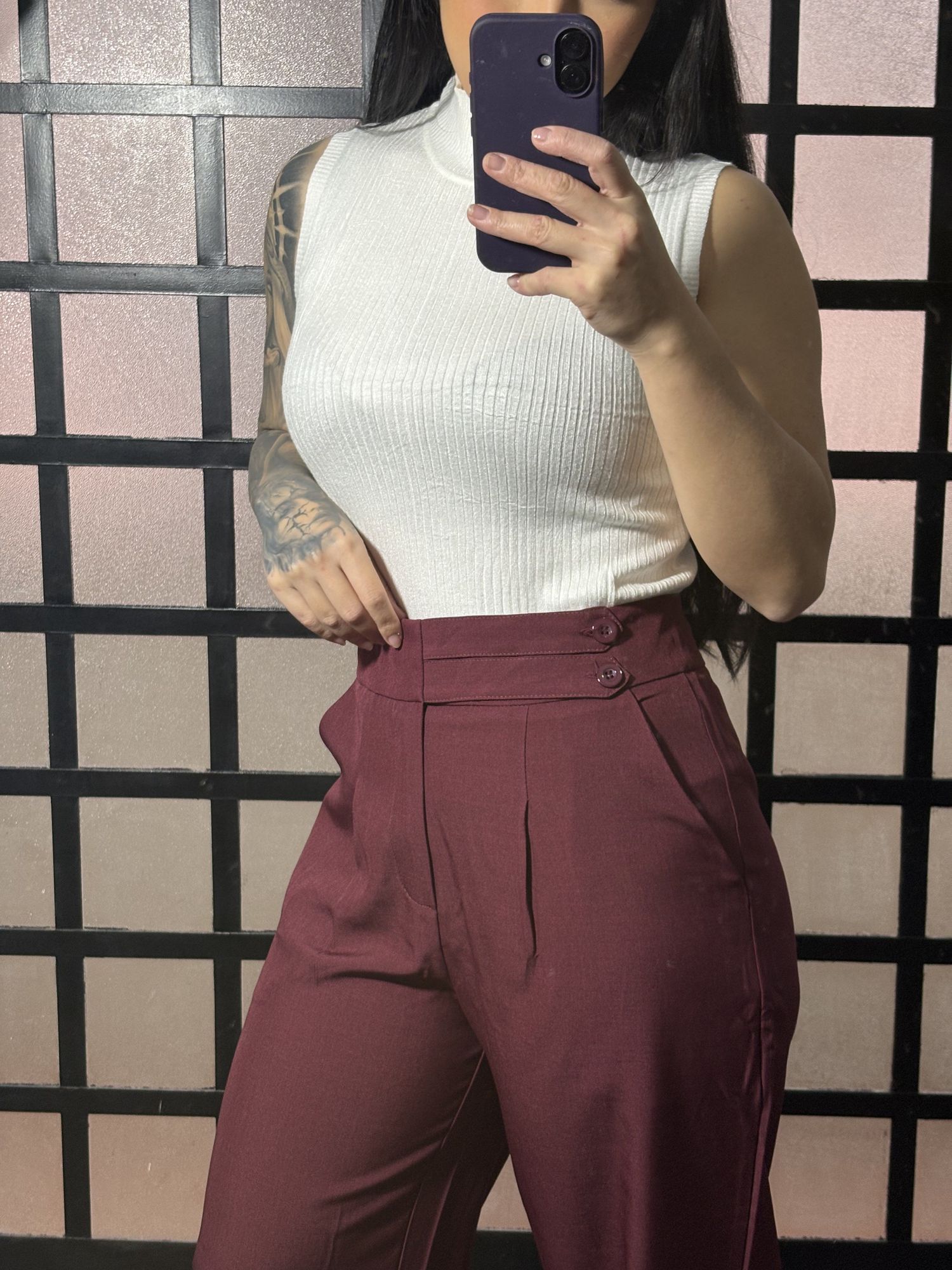 Calça pantalona alfaiataria Deise 1696- Vinho