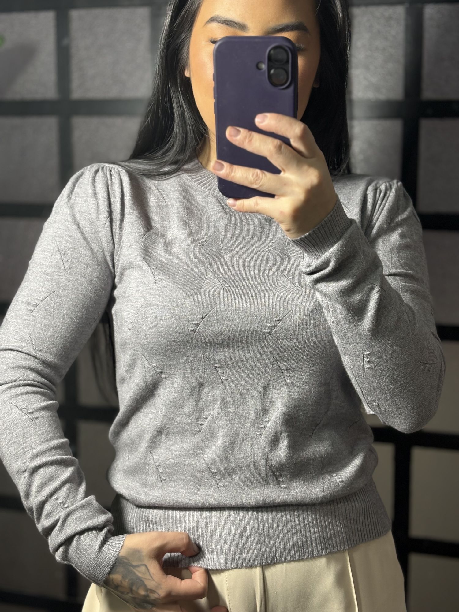 Blusa tricô Margarida 8923- cinza 