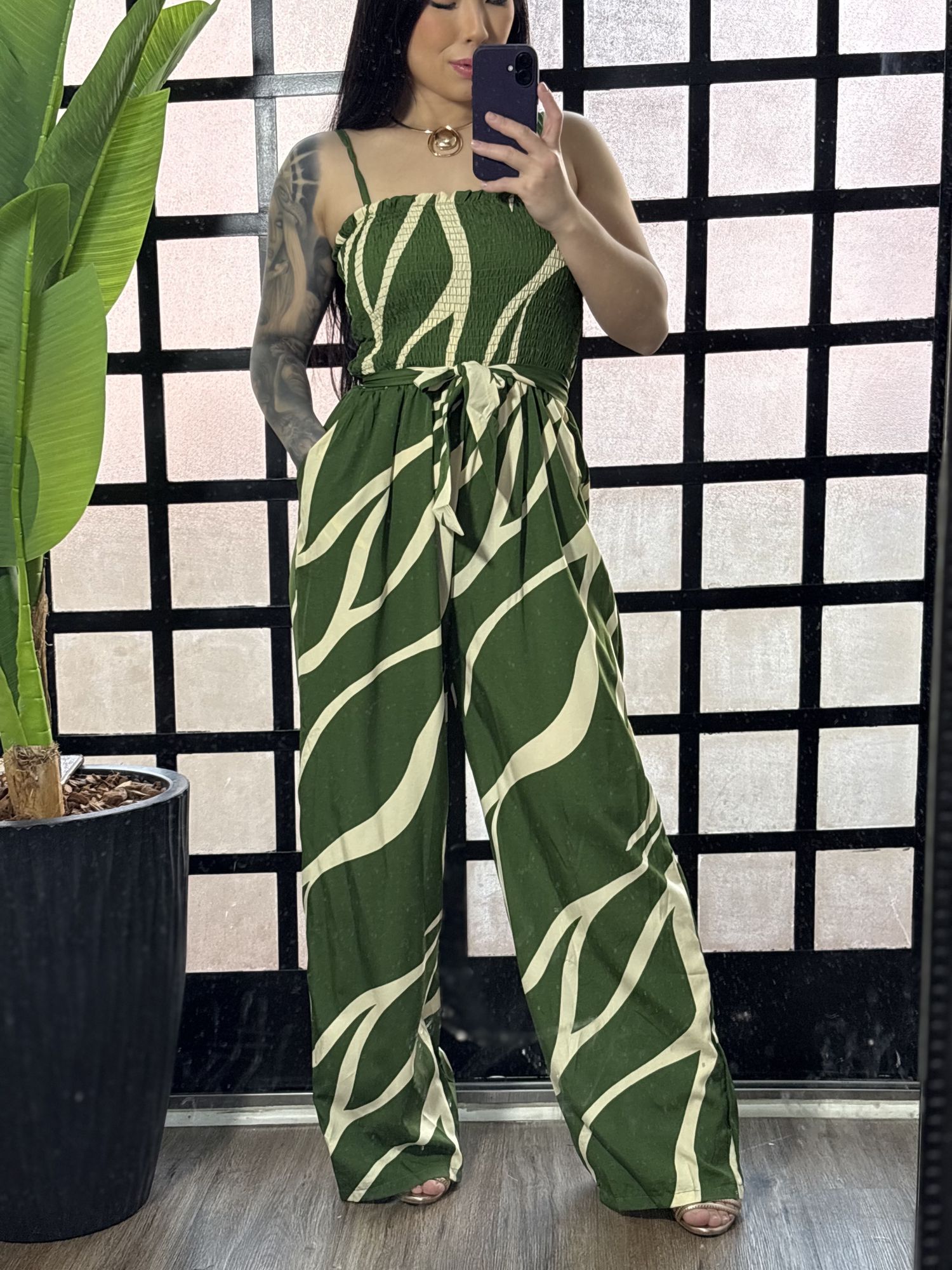 macacão estampado Geise 3253-verde 