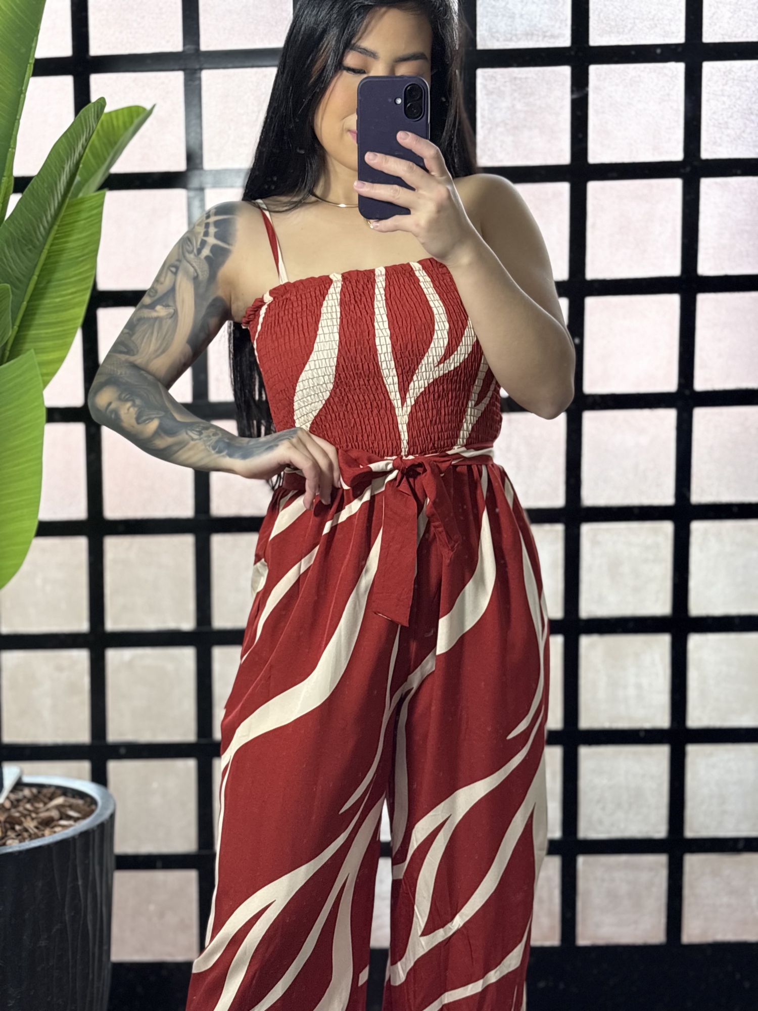 Macacão estampado Geise 3253 - Vermelho