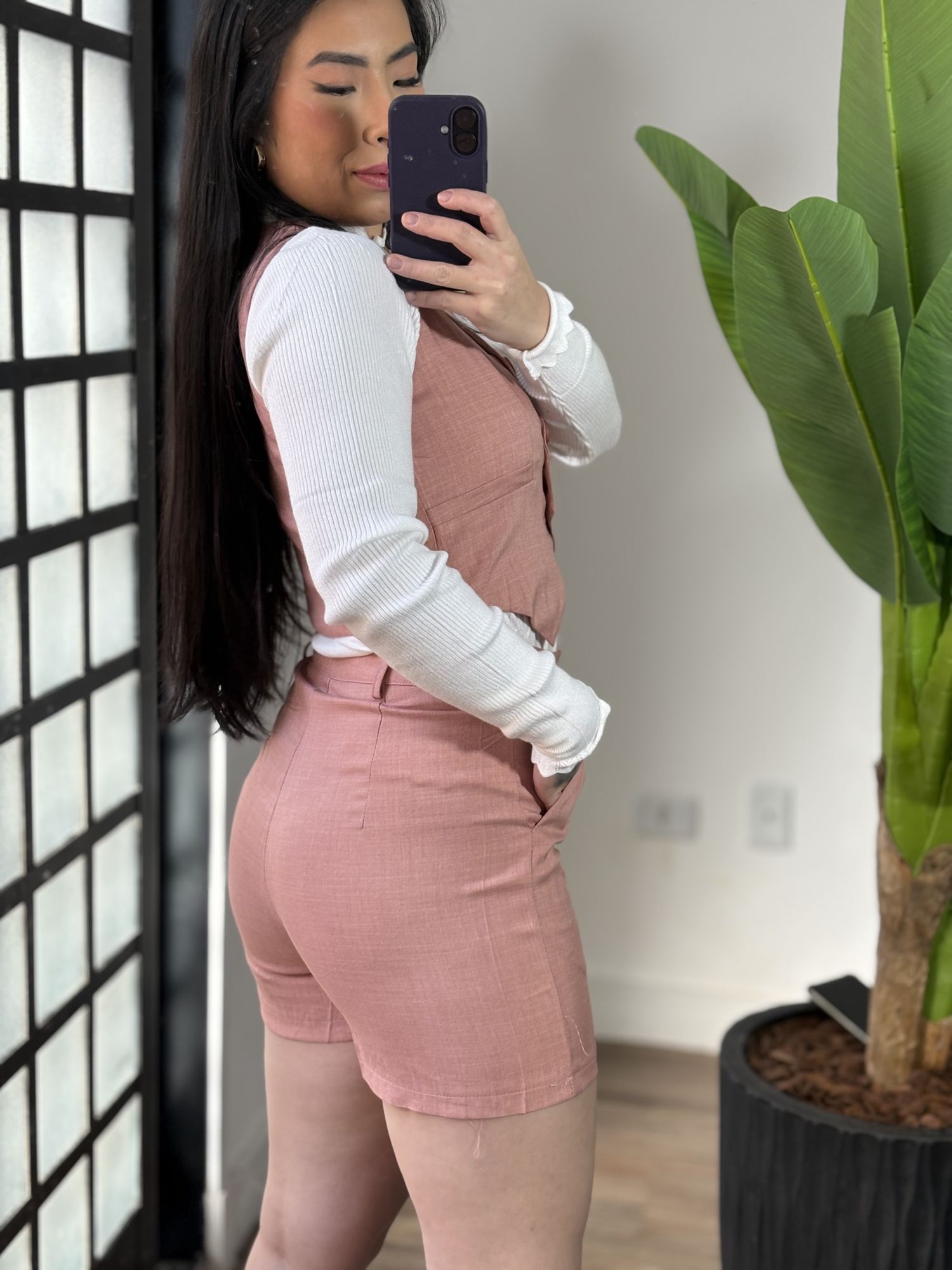 Conjunto alfaiataria botões Sheila 6267- rose