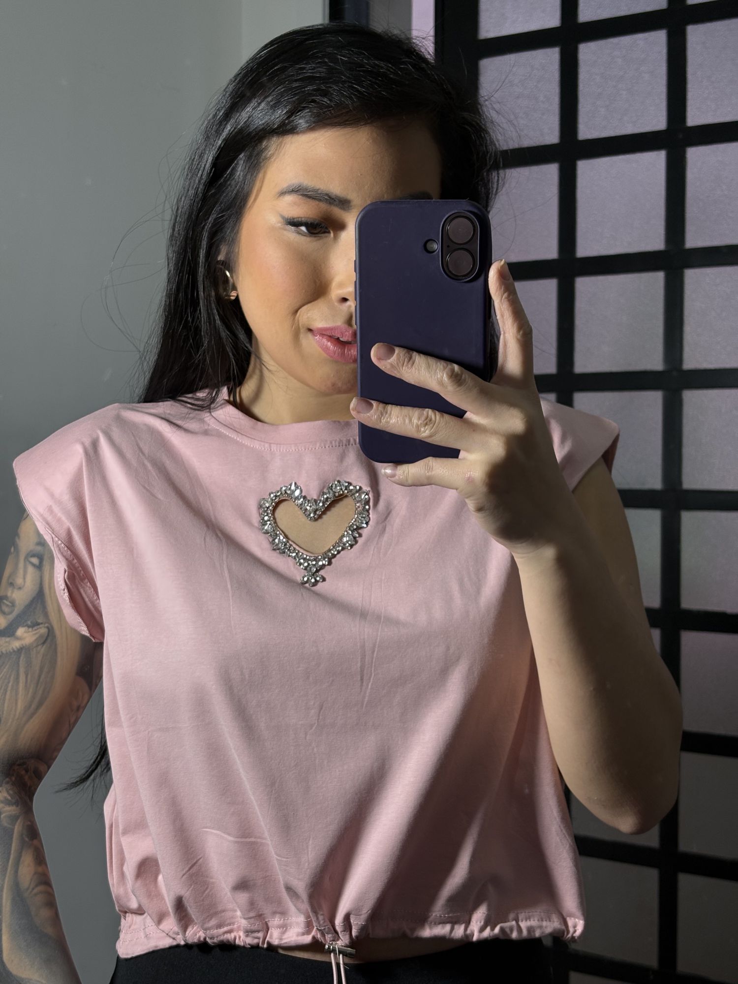 Blusa muscle tee coraçao 2966 - Rosa