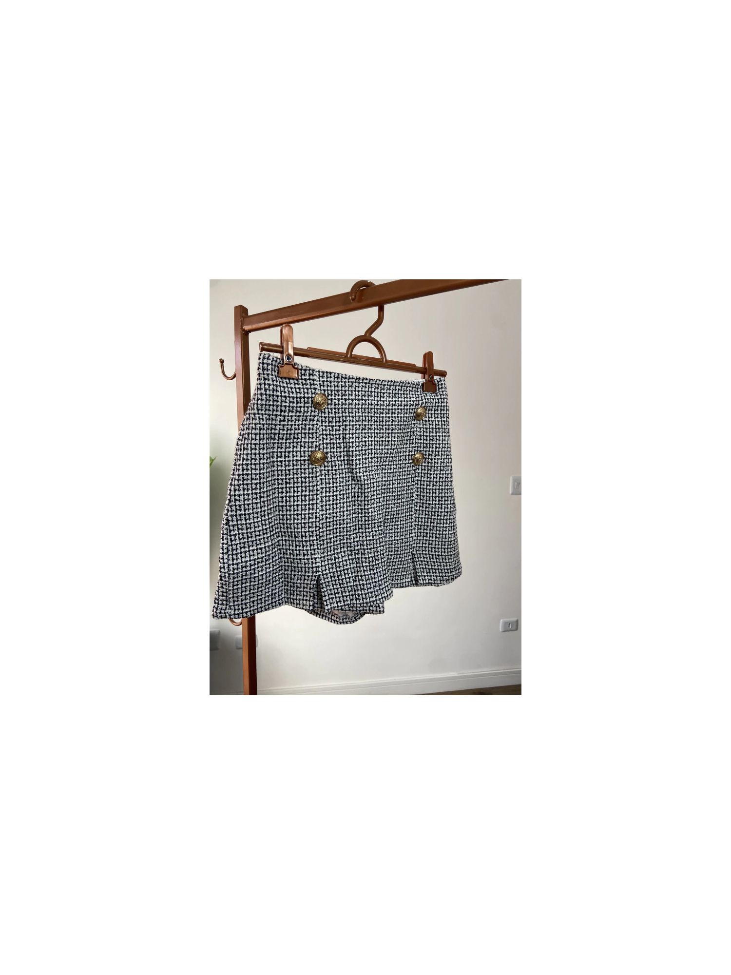 Short Saia tweed Bianca 161 - Preto