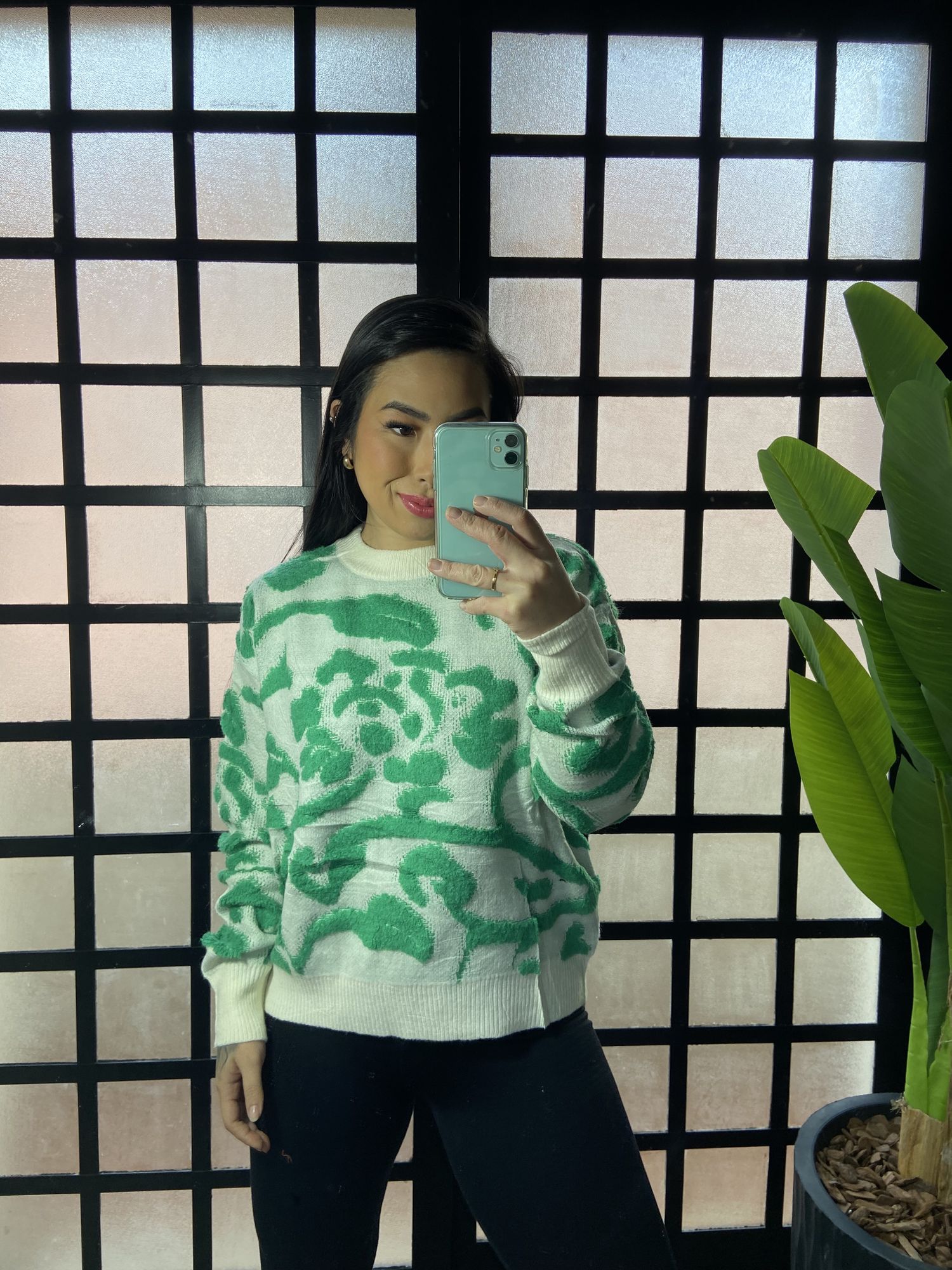 Blusa Trico mosaico Taila LV2172- Verde