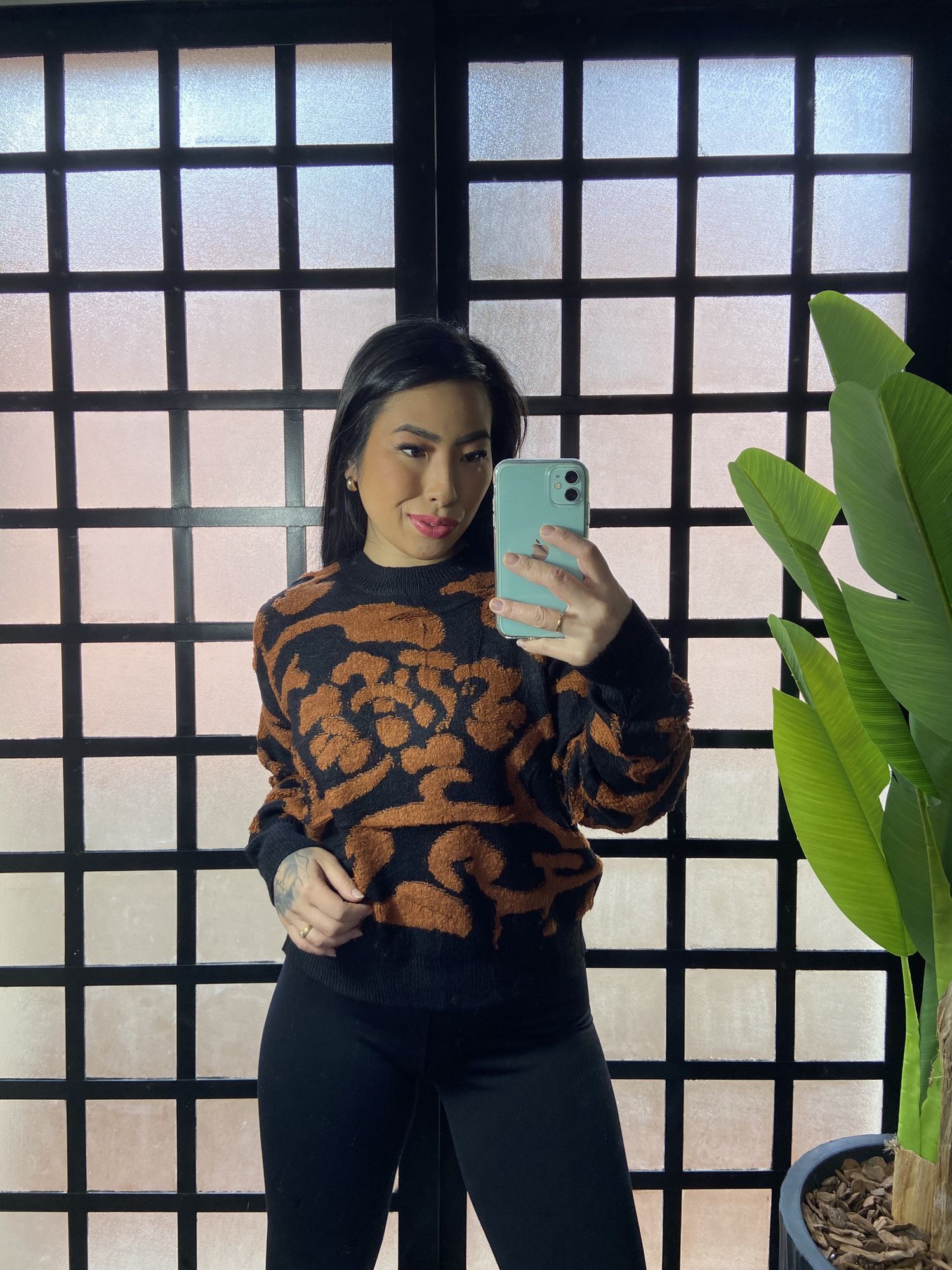 Blusa Trico mosaico Taila LV2172- Preto