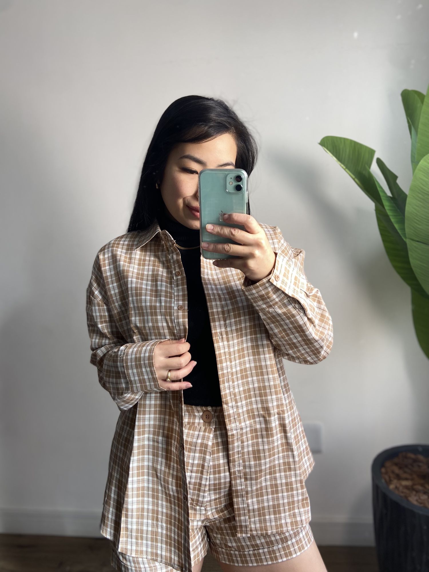 Camisão Xadrez Barbara - Bege 33590
