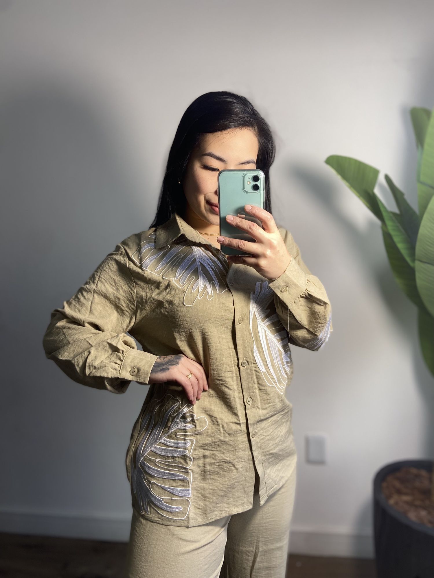 Camisa bordada Juliana 3346 - Bege