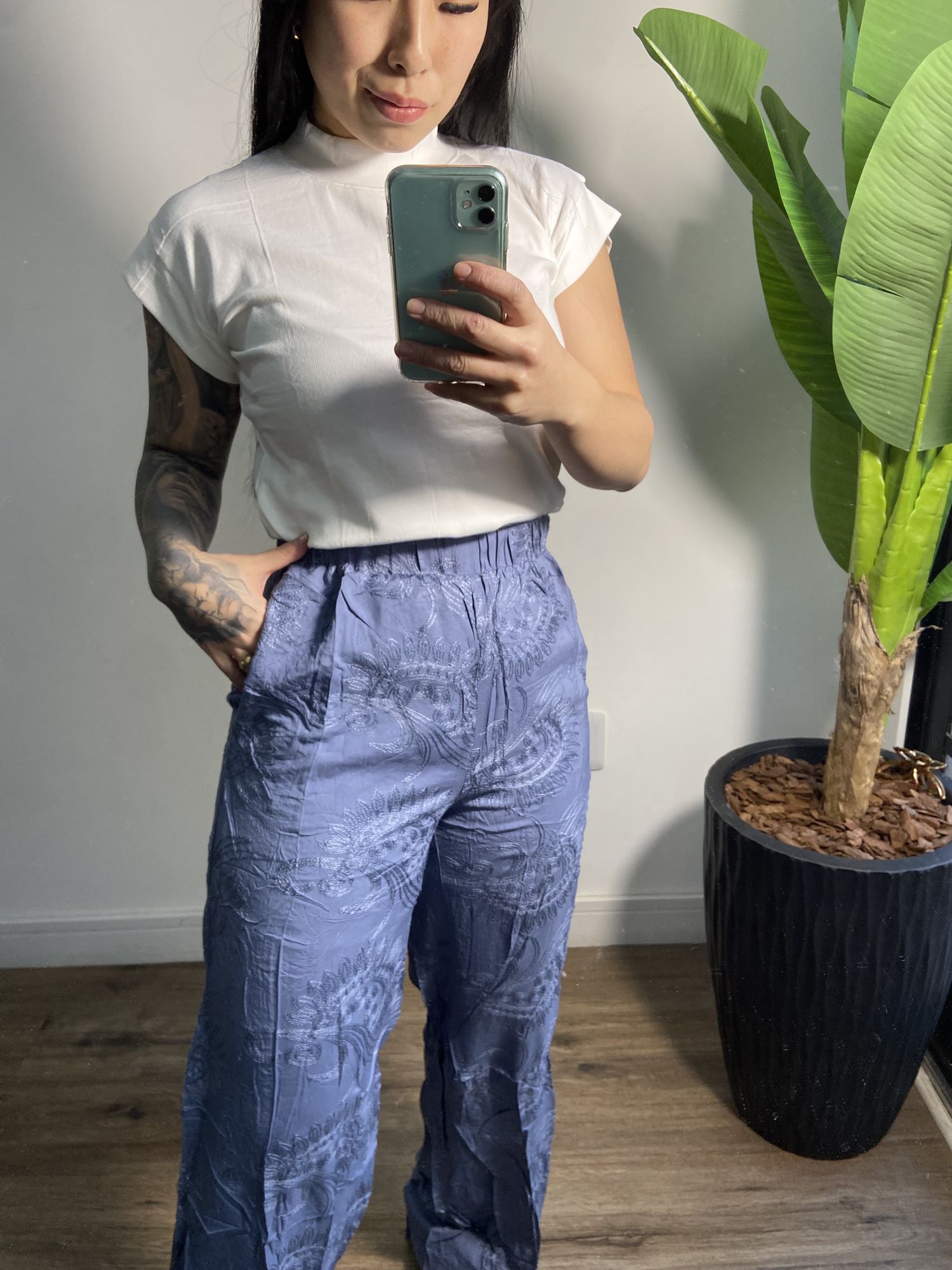 Calça bordada Fernanda 3303 - Azul
