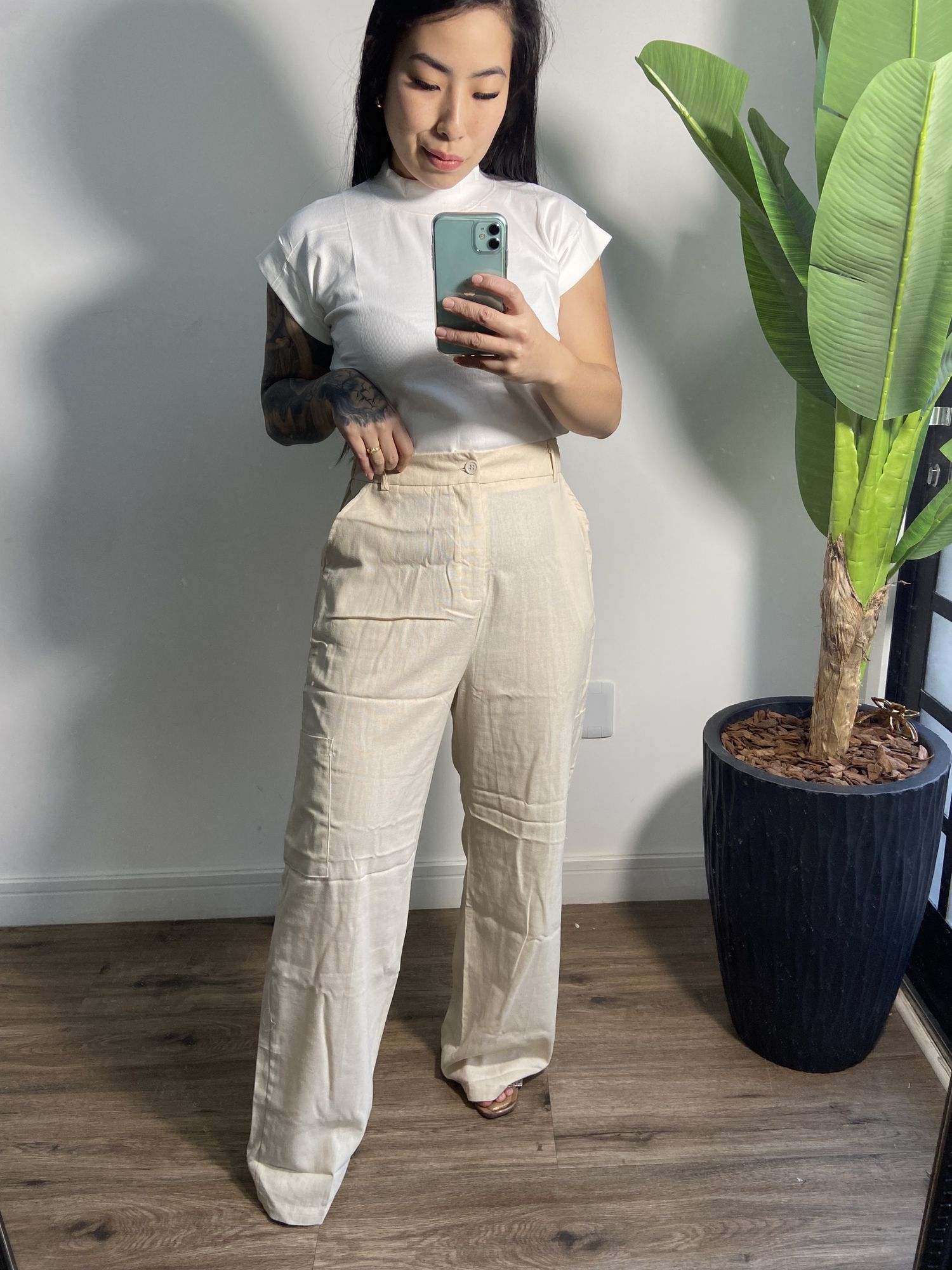 Calça linho Olívia 3386- Bege