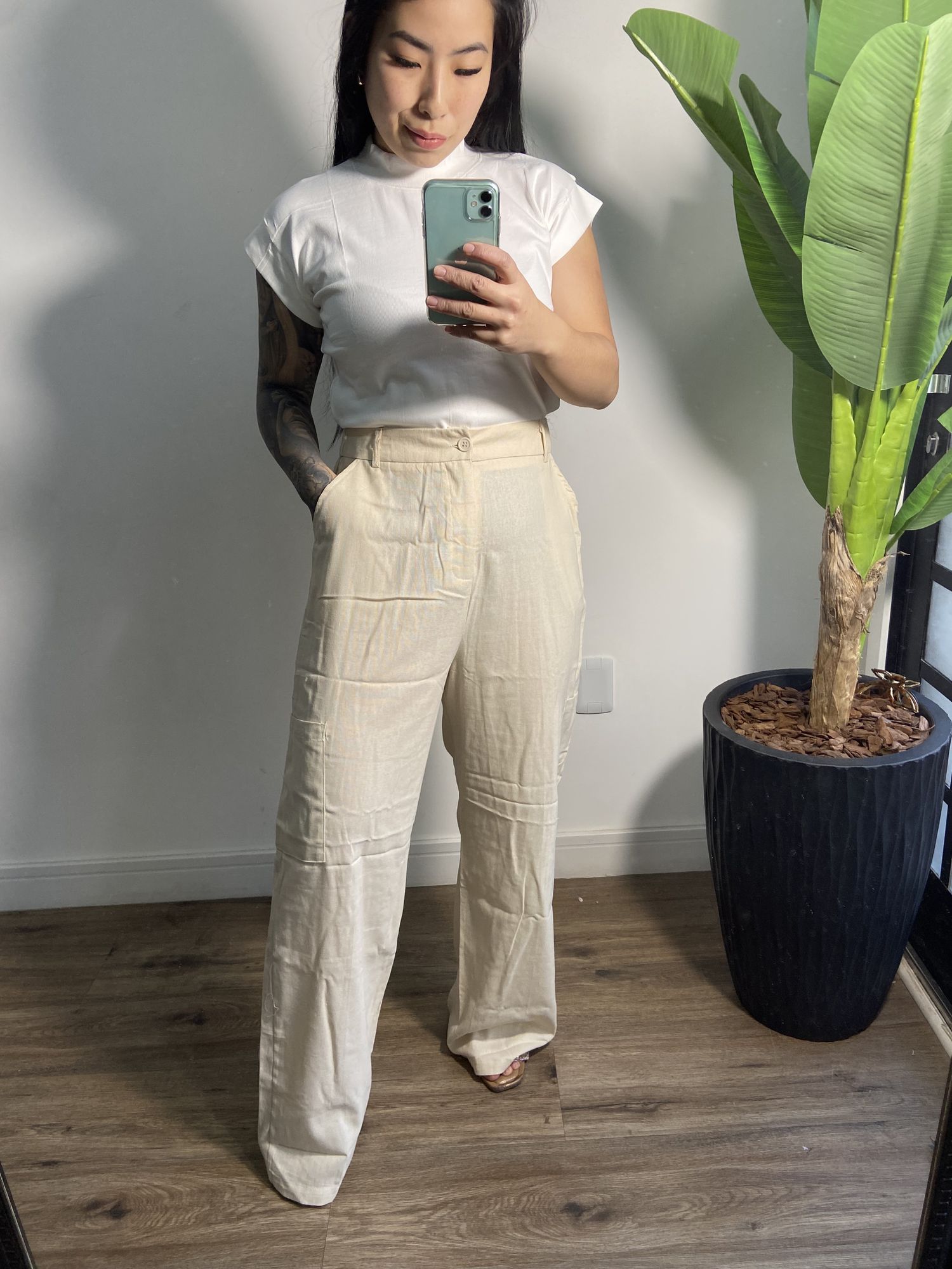 Calça linho Olívia 3386- Bege