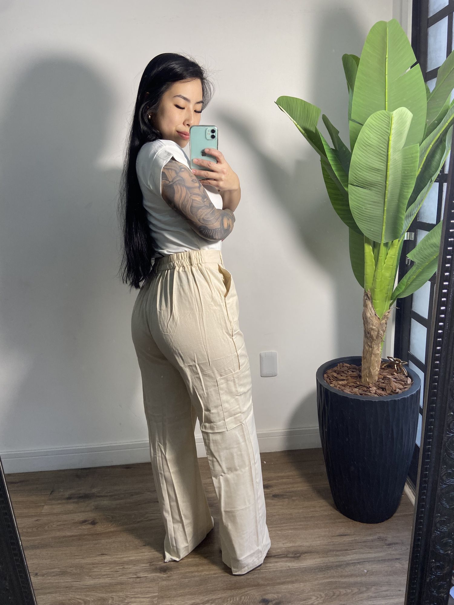 Calça linho Olívia 3386- Bege