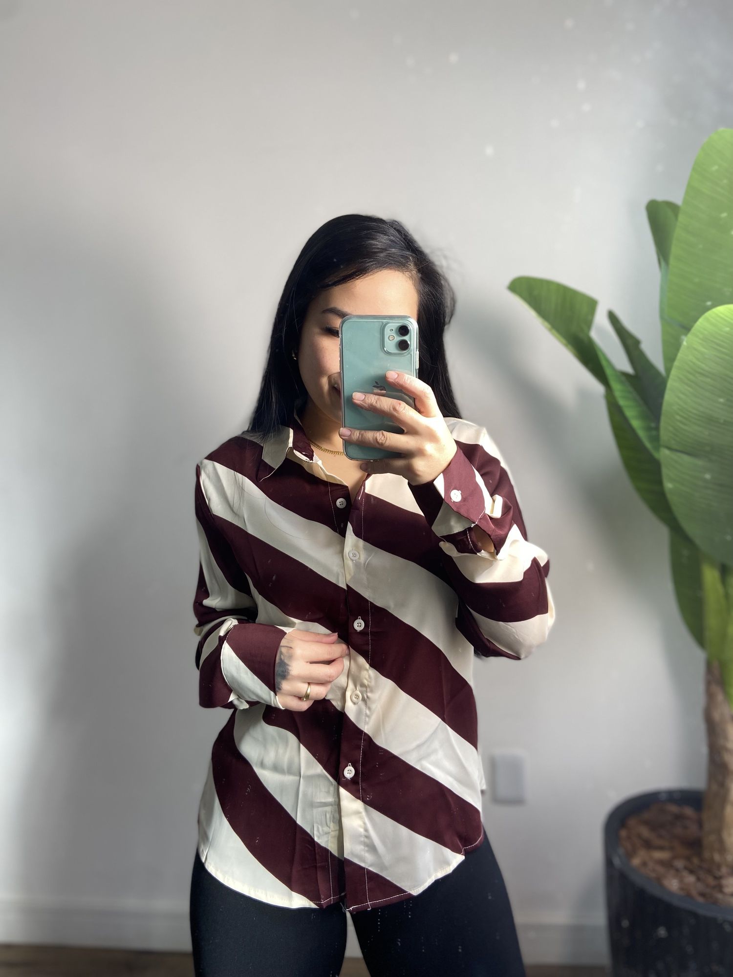 Camisa listras Isabel 5575 - Vinho