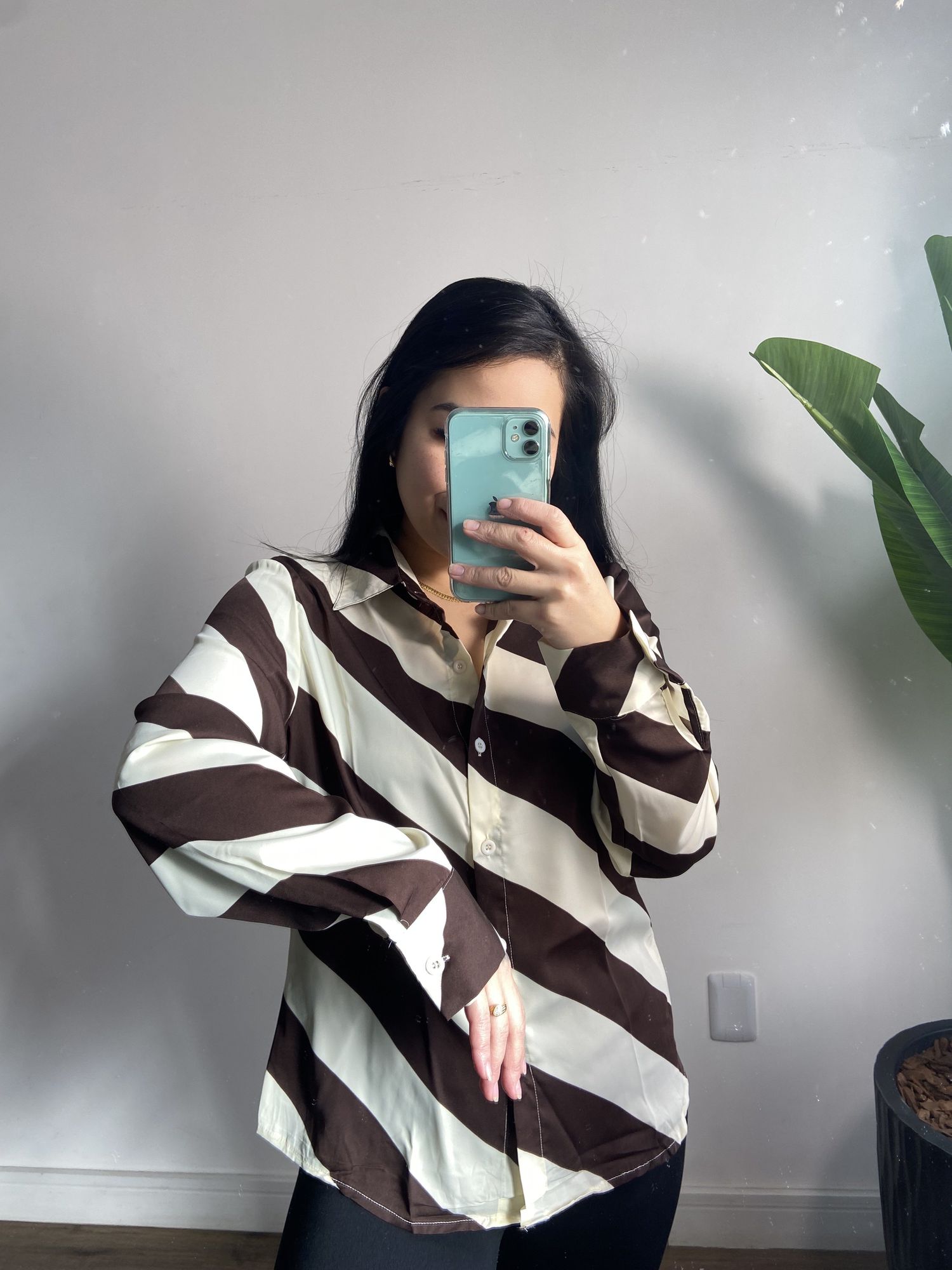 Camisa listras Isabel 5575 - Marrom