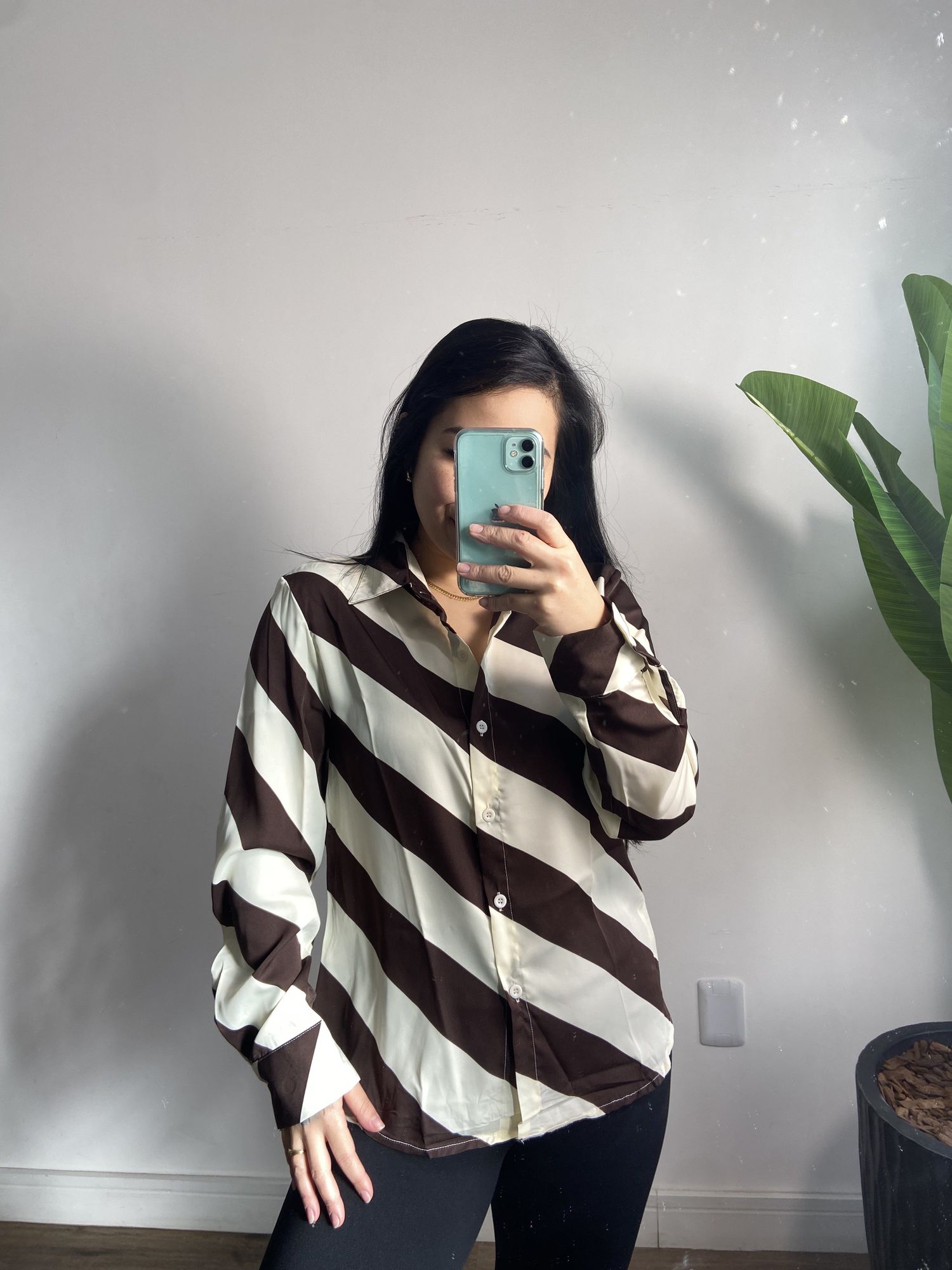 Camisa listras Isabel 5575 - Marrom
