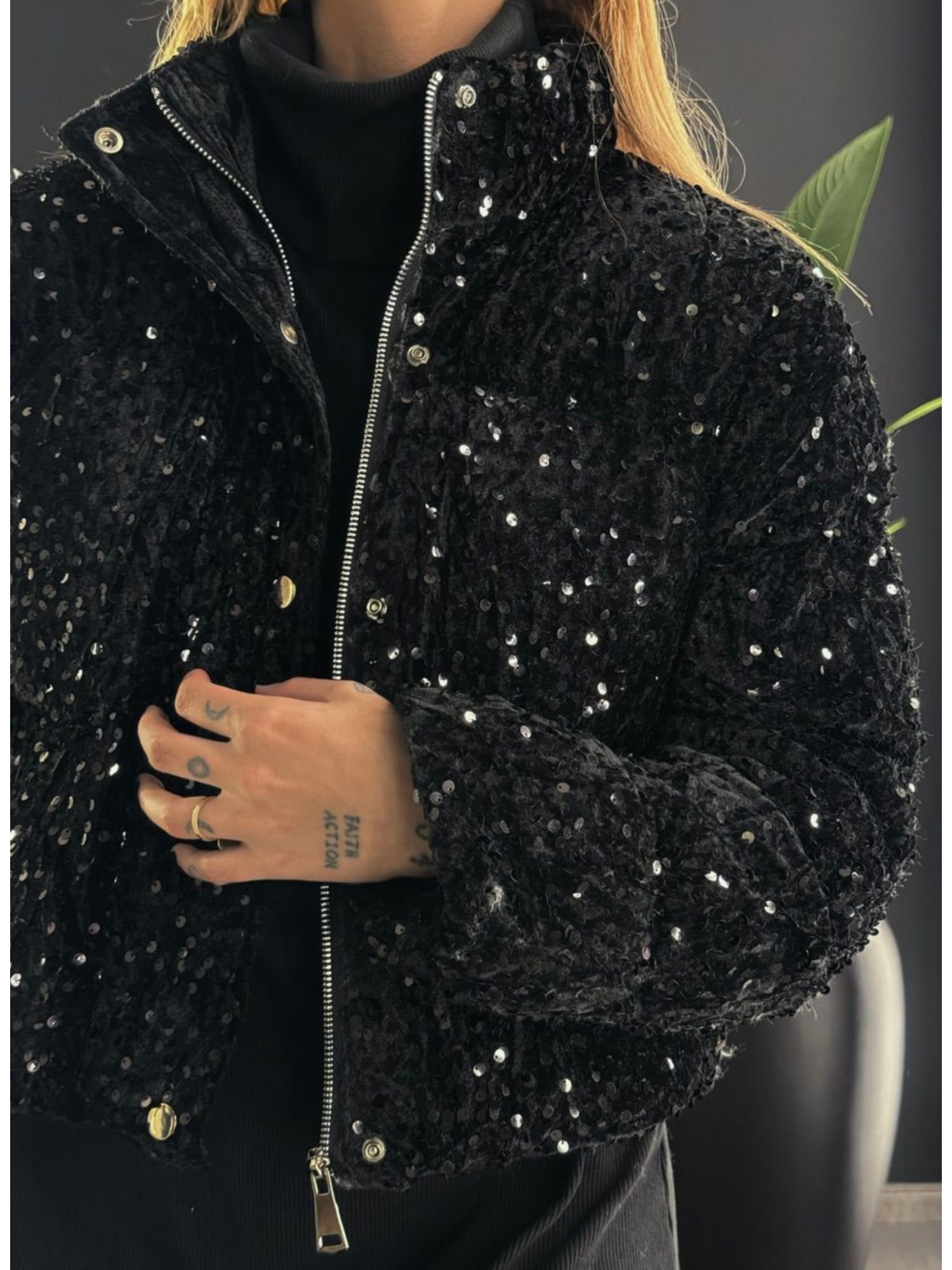 Jaqueta puffer coleção Shine 9912 - Preto