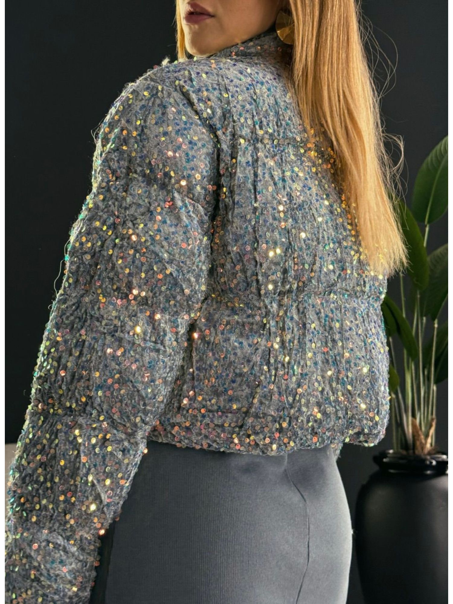 Jaqueta puffer coleção Shine 9912 - Cinza 