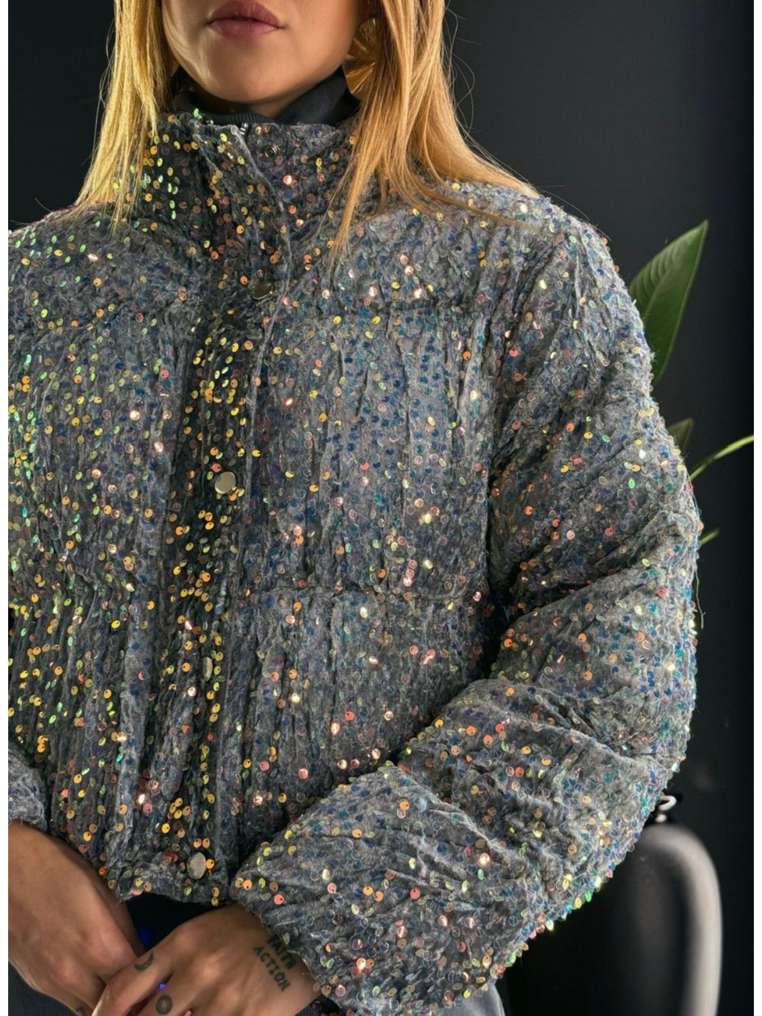 Jaqueta puffer coleção Shine 9912 - Cinza 