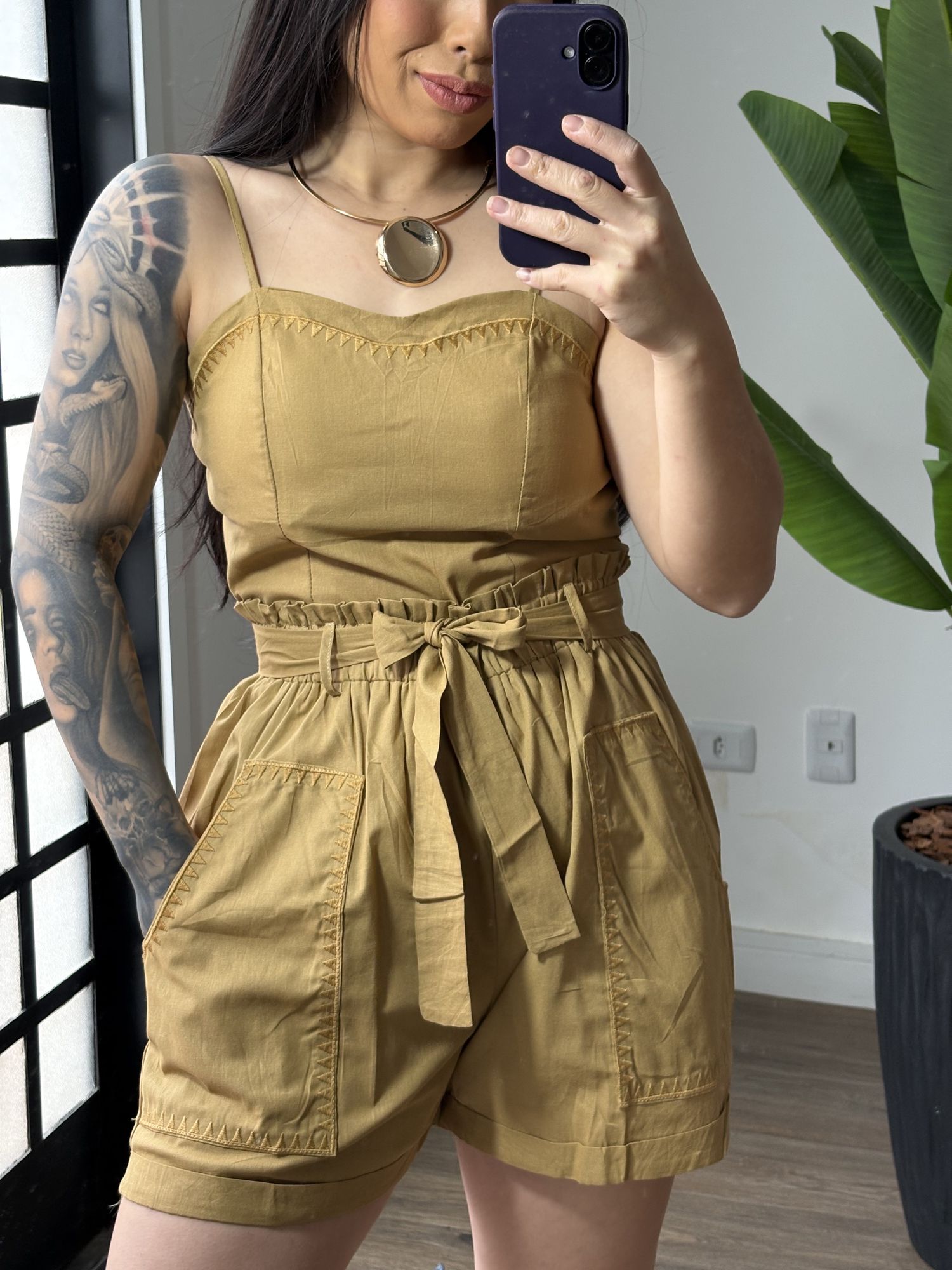 Conjunto shorts Laura 99169 - bege
