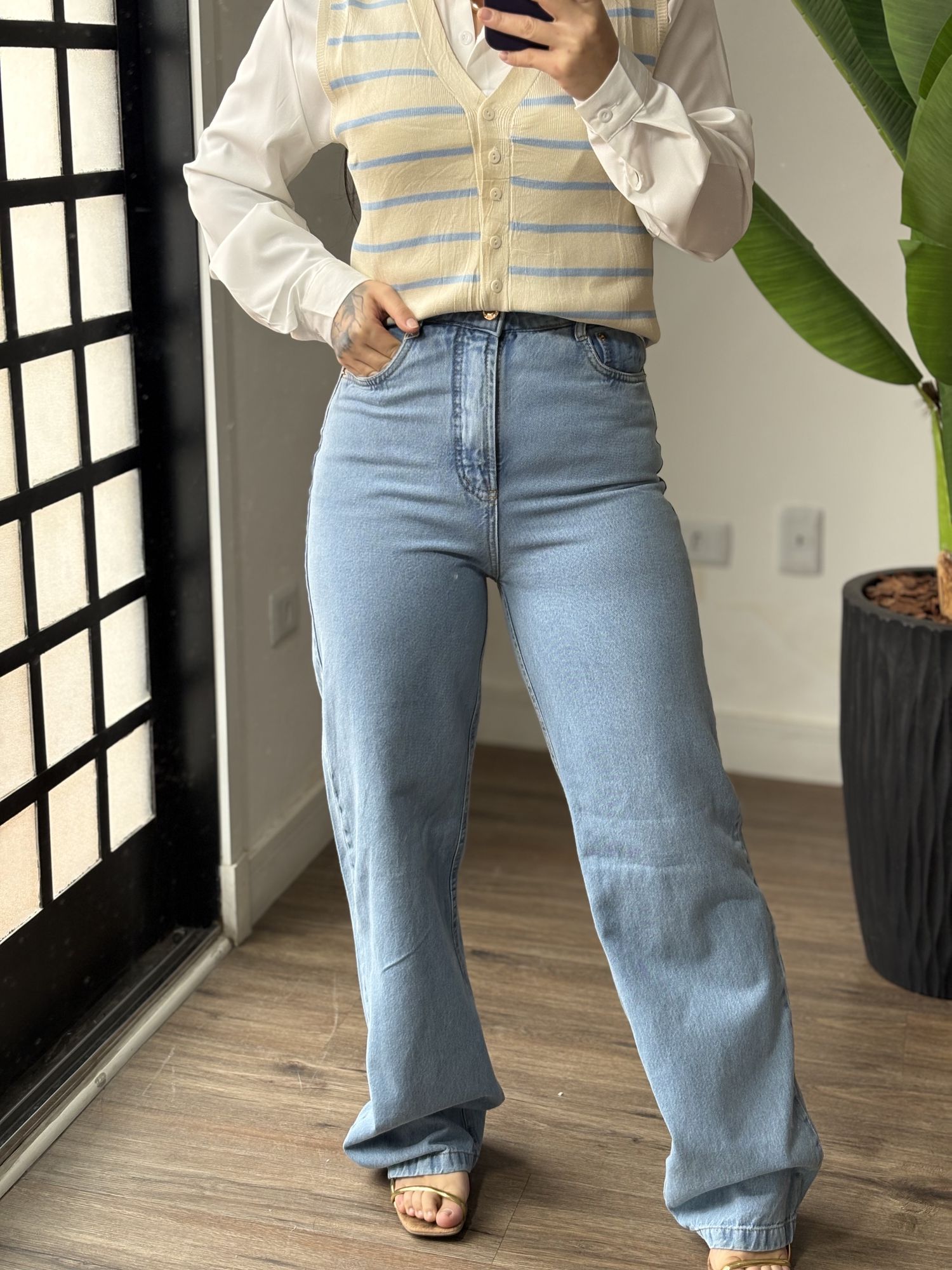 Calça wide leg 150 - lavagem clara